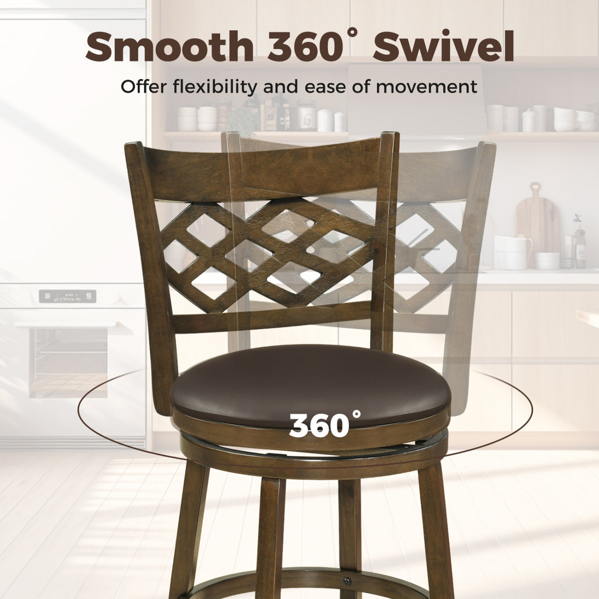 Counter Height Bar Stools Set of 2 with Rubber Wood Frame-26/Frame-31 Inch