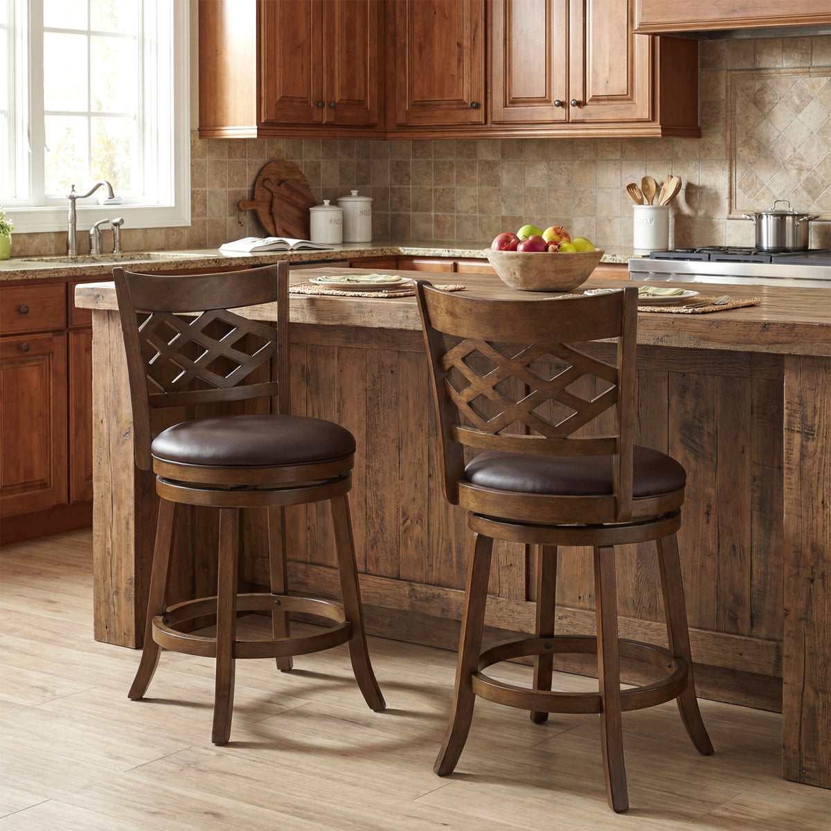 Counter Height Bar Stools Set of 2 with Rubber Wood Frame-26/Frame-31 Inch