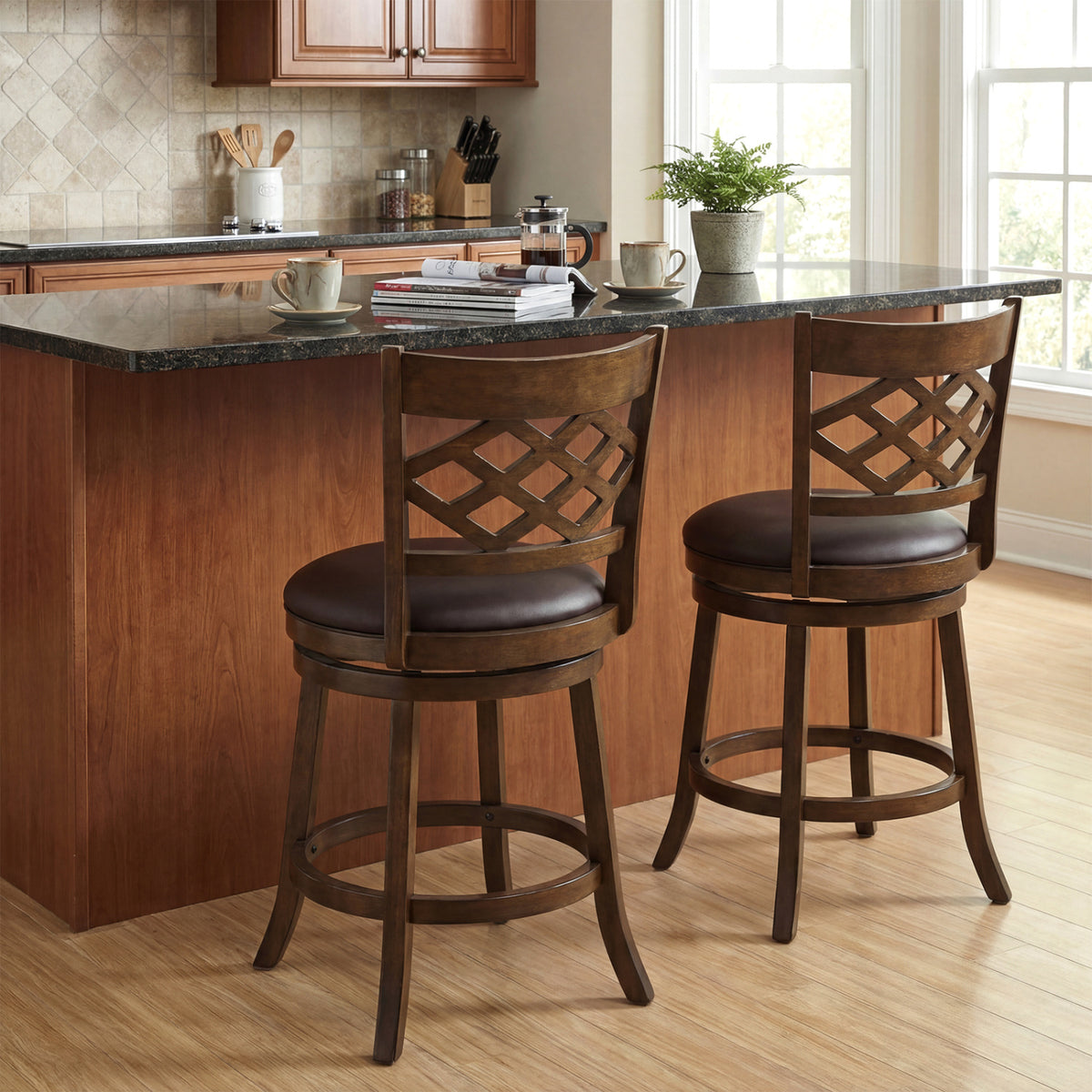 Counter Height Bar Stools Set of 2 with Rubber Wood Frame-26/Frame-31 Inch