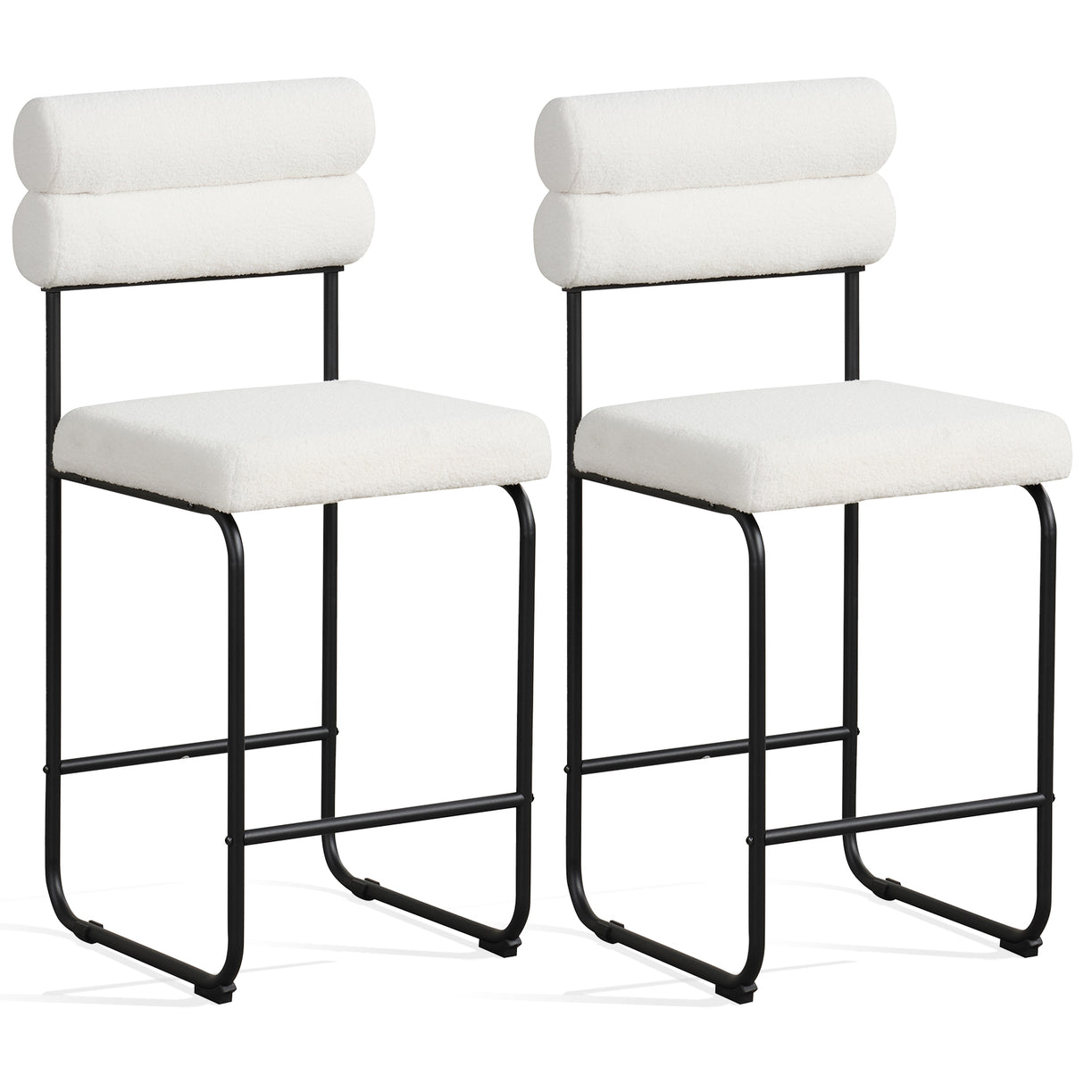 26 Inch Counter Height Bar Stools Set of 2 with Metal Frame and Footrest