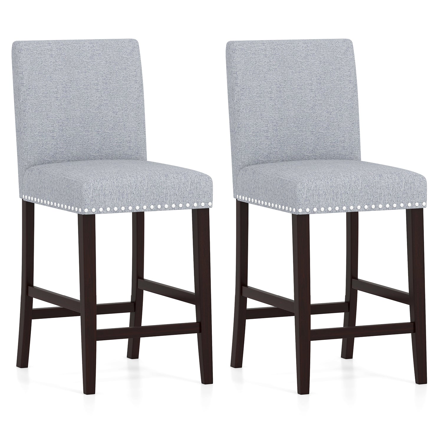 26 inch Counter Height Chairs Set of 2 with Padded Seat and Backrest-Gray