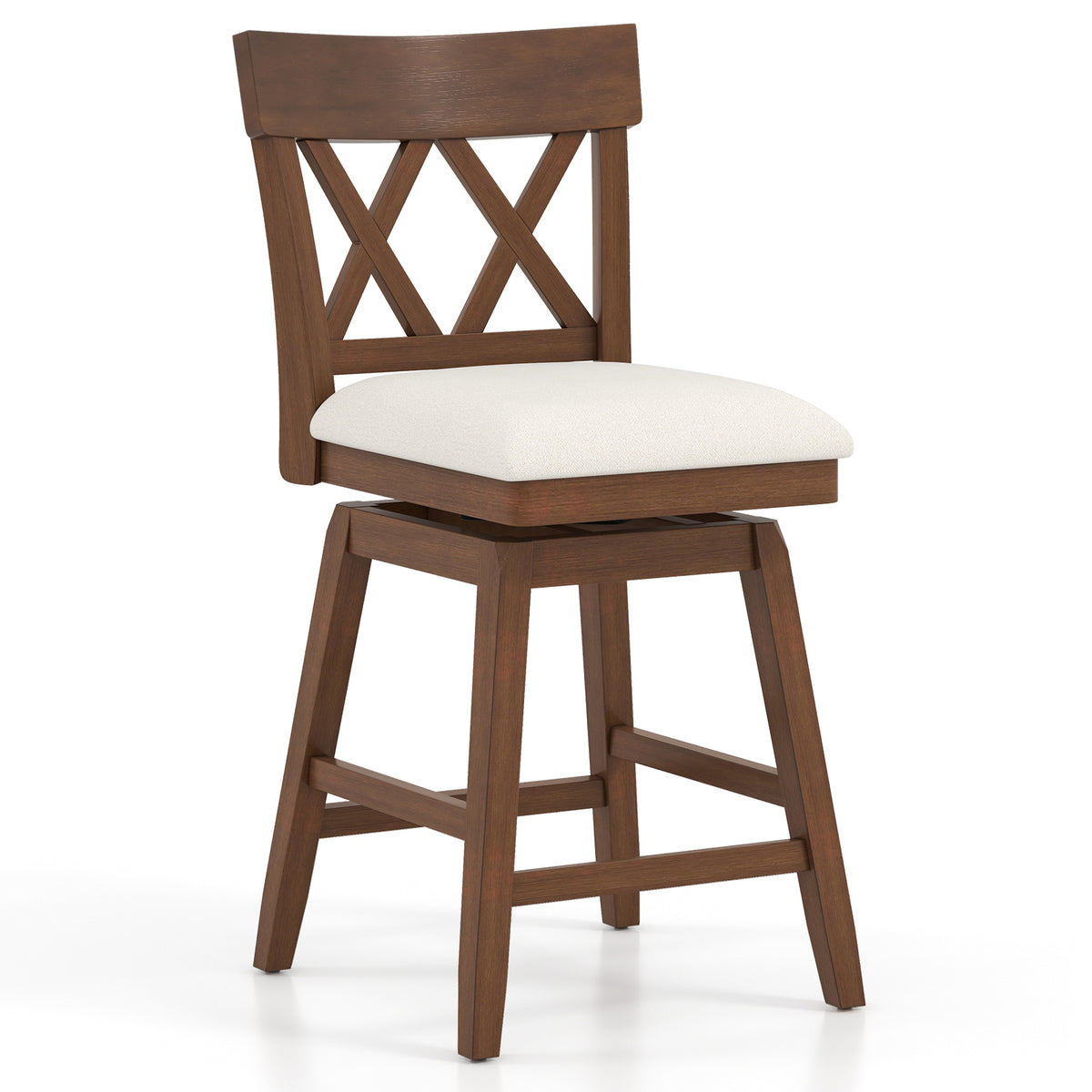 Bar Stool with Contoured Backrest and Swivel Padded Seat