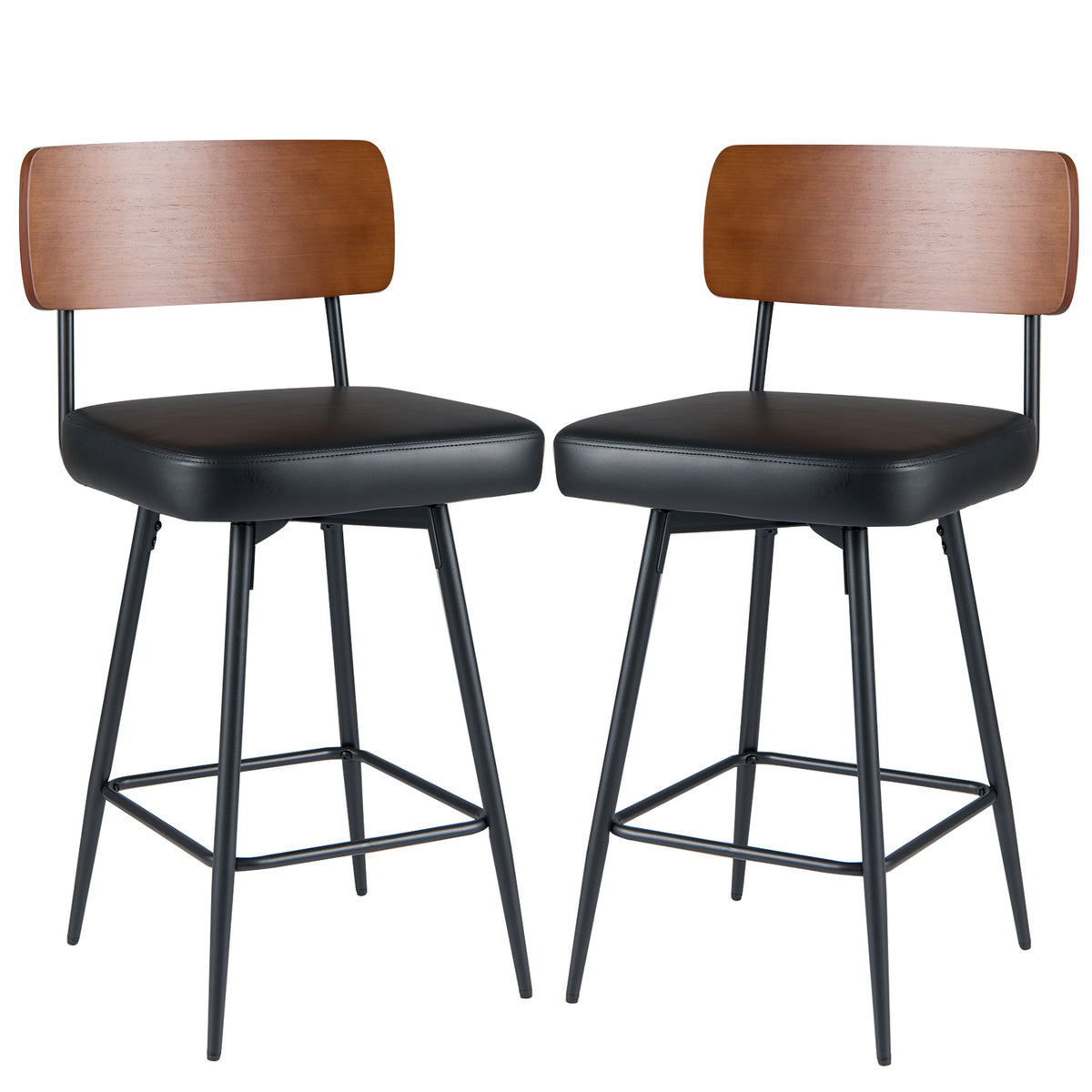 Padded Counter Barstools Set of 2 with Metal Legs