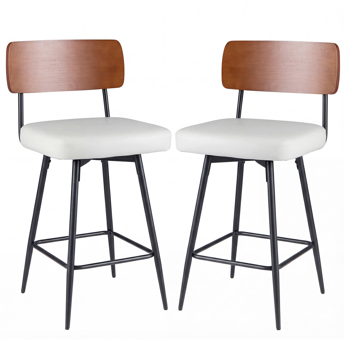 Padded Counter Barstools Set of 2 with Metal Legs
