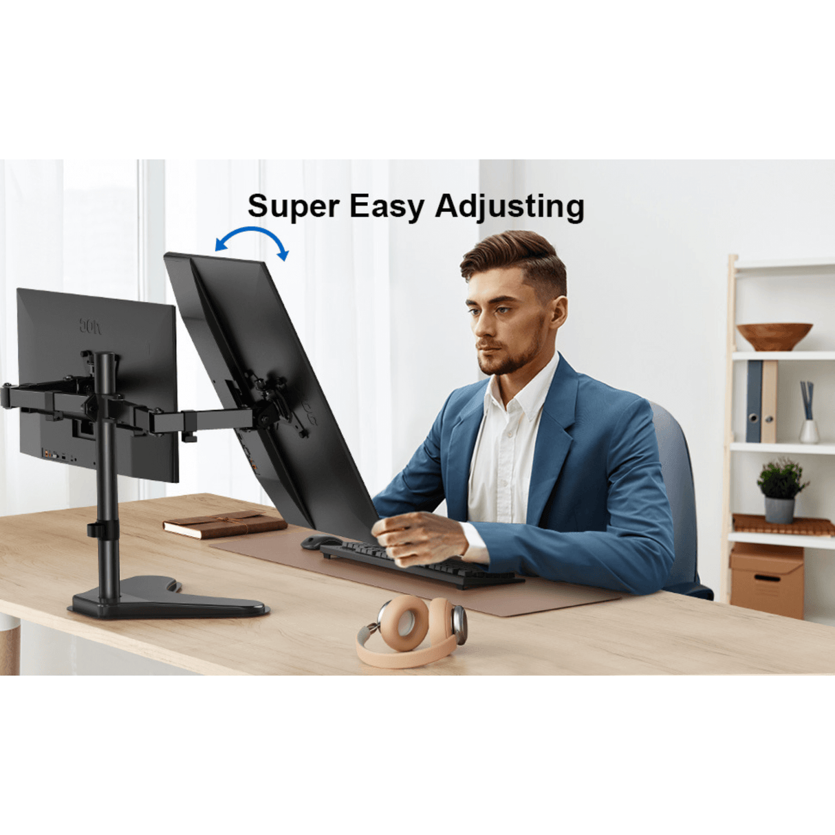 ErgoAV Motion Desk Stand for Dual Monitors 13" to 32"