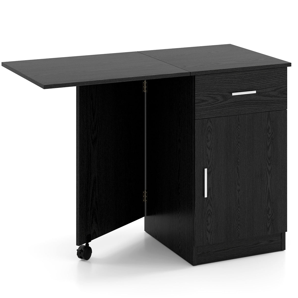 Folding Computer Desk with Drawer Mobile Home Office Desk with Cabinet