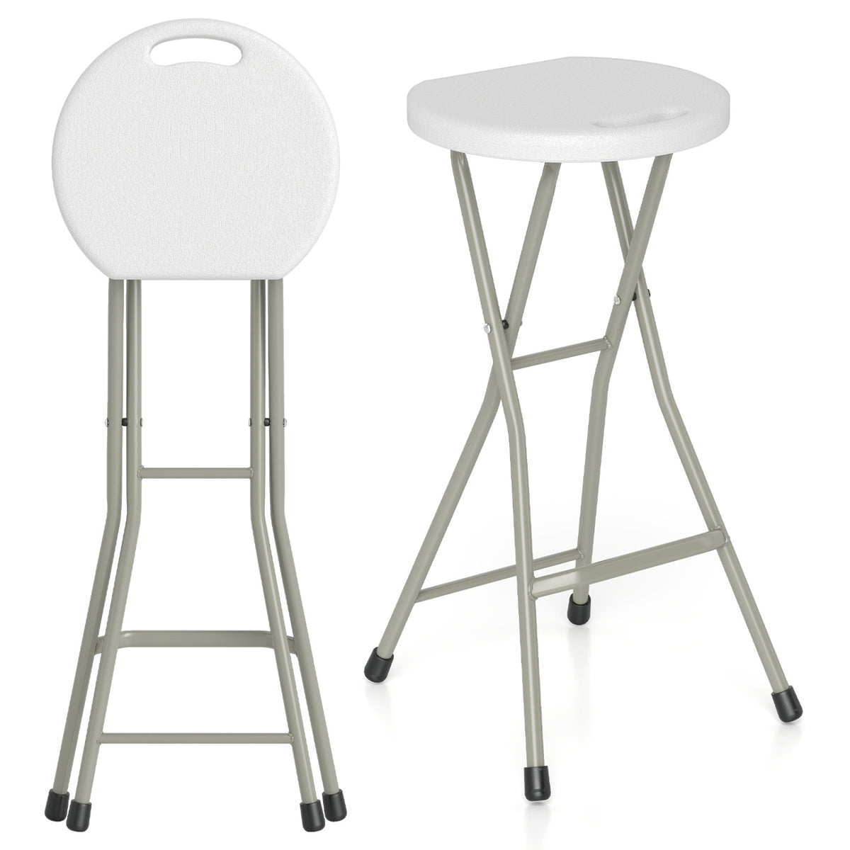 Portable Folding Stools Patio Dining Chairs with 330lbs Limited Sturdy Frame-Set of 1/2