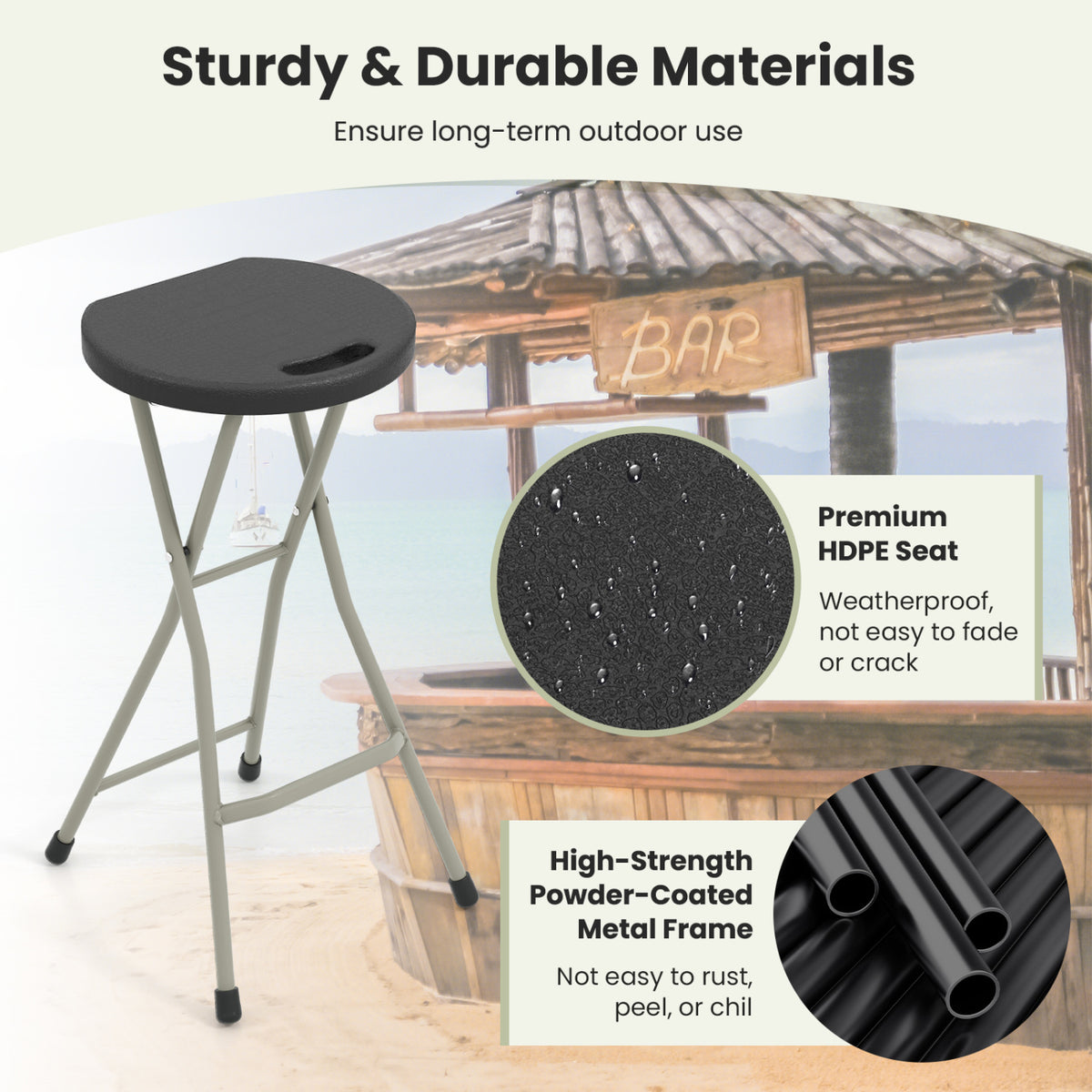 Portable Folding Stools with 330lbs Limited Sturdy Frame-2/Frame-1 Pieces/Piece