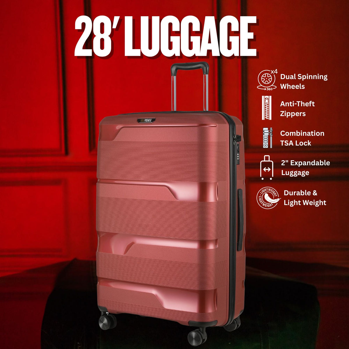 Black Hardcase Roller Luggage Set (28', 24' and 20')