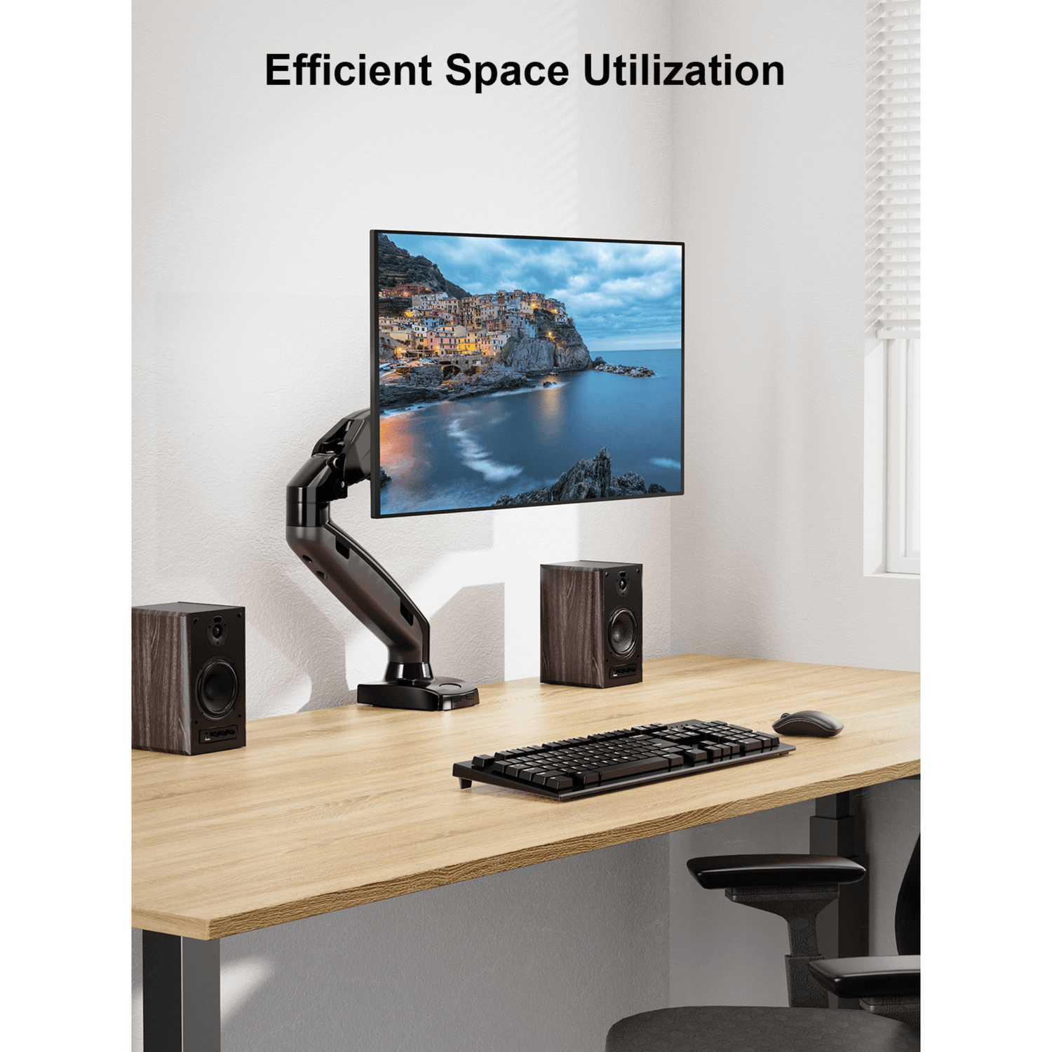 ErgoAV Gas Spring Desk Mount for Single Monitors 13" to 27"
