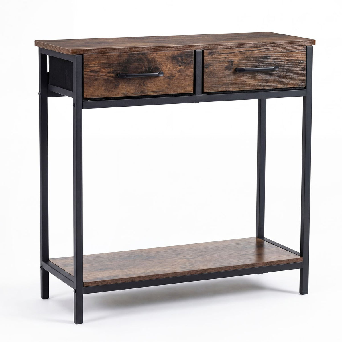 29.5â Narrow Console Table with 2 Fabric Drawers and Open Compartment