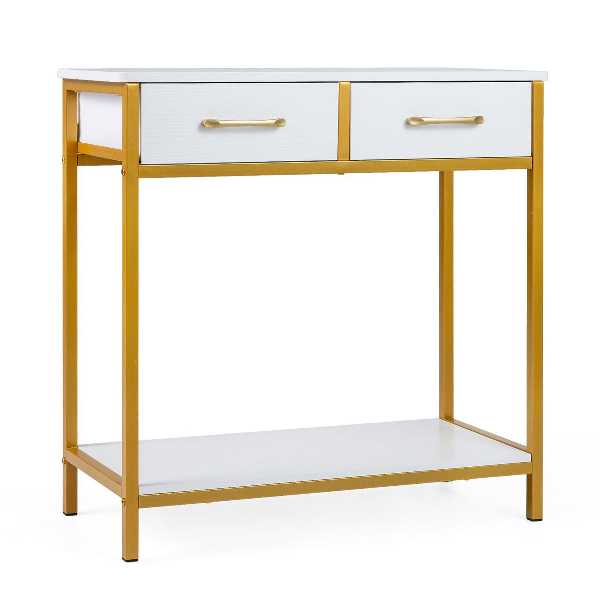 29.5â Narrow Console Table with 2 Fabric Drawers and Open Compartment