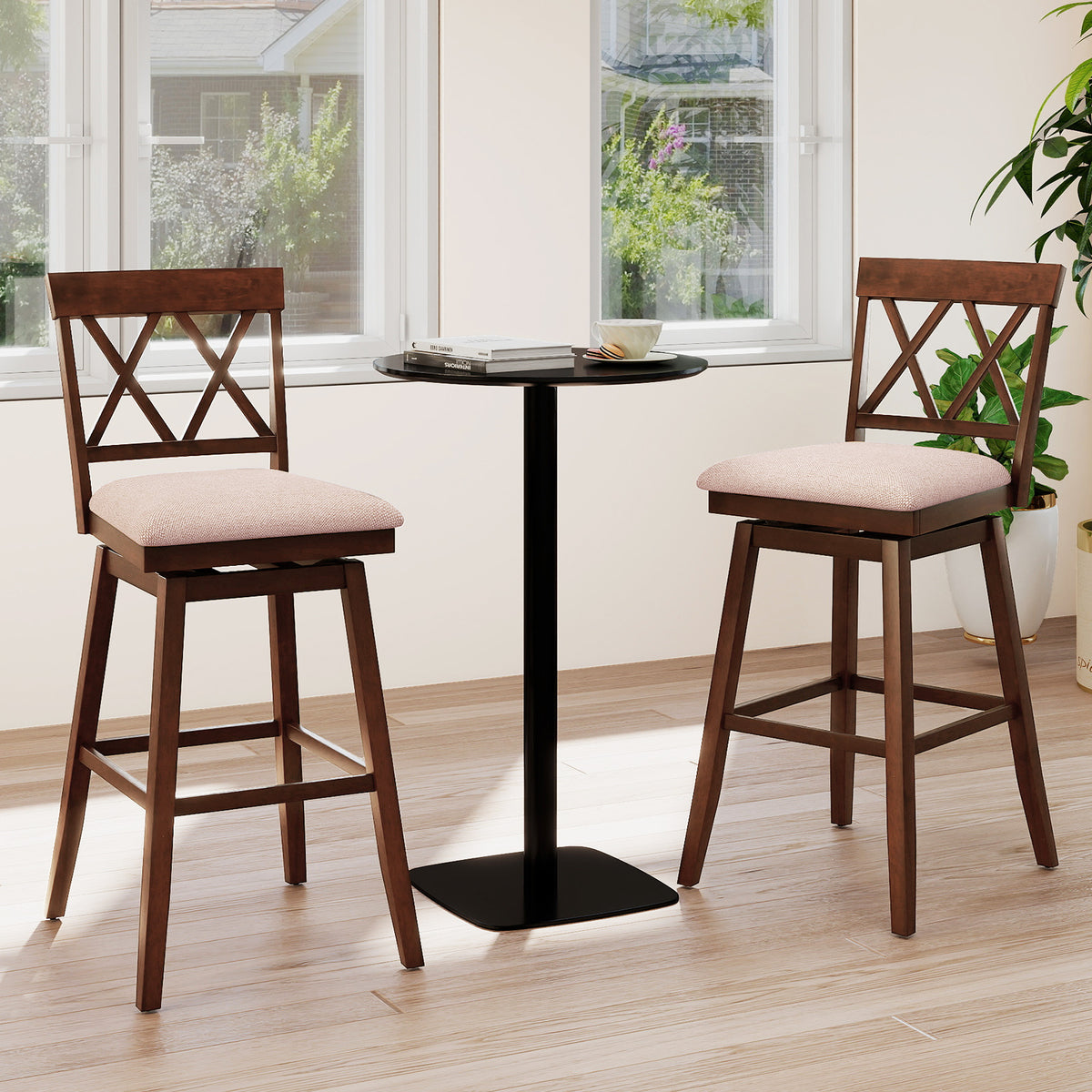 Counter Height Barstools with Backrest and Upholstered Seat Cushion for Kitchen Dining Room-24/Room-29 Inch