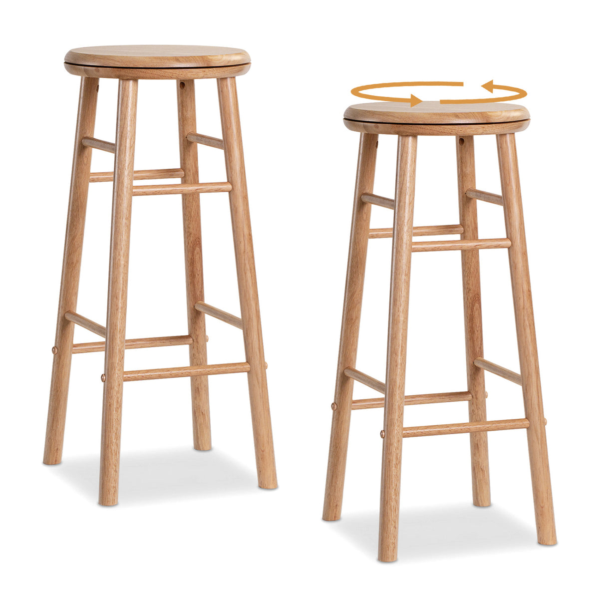 29" Swivel Bar Stools Set of 2 with Footrests & Crossbars