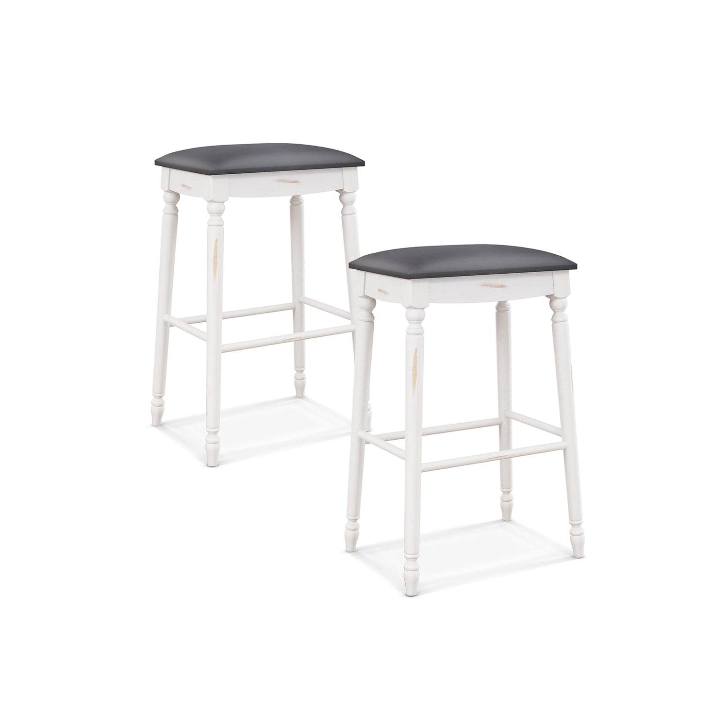 24 Inch Bar Stool Set of 2 with Padded Seat Cushions and Wood Legs