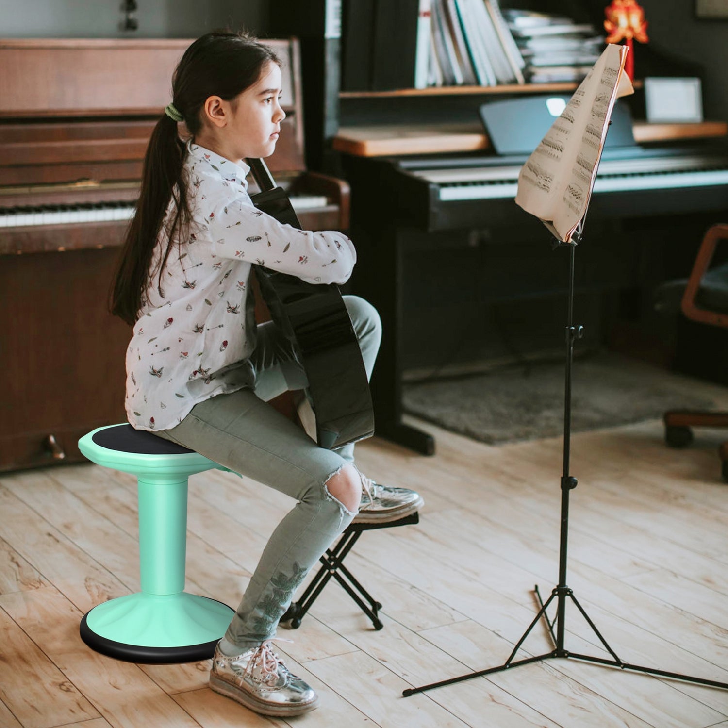 Adjustable Active Learning Stool Sitting Home Office Wobble Chair with Cushion Seat
