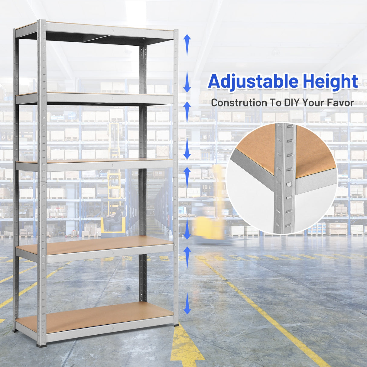 72 Inch Storage Shelf Steel Metal 5 Levels Adjustable Shelves