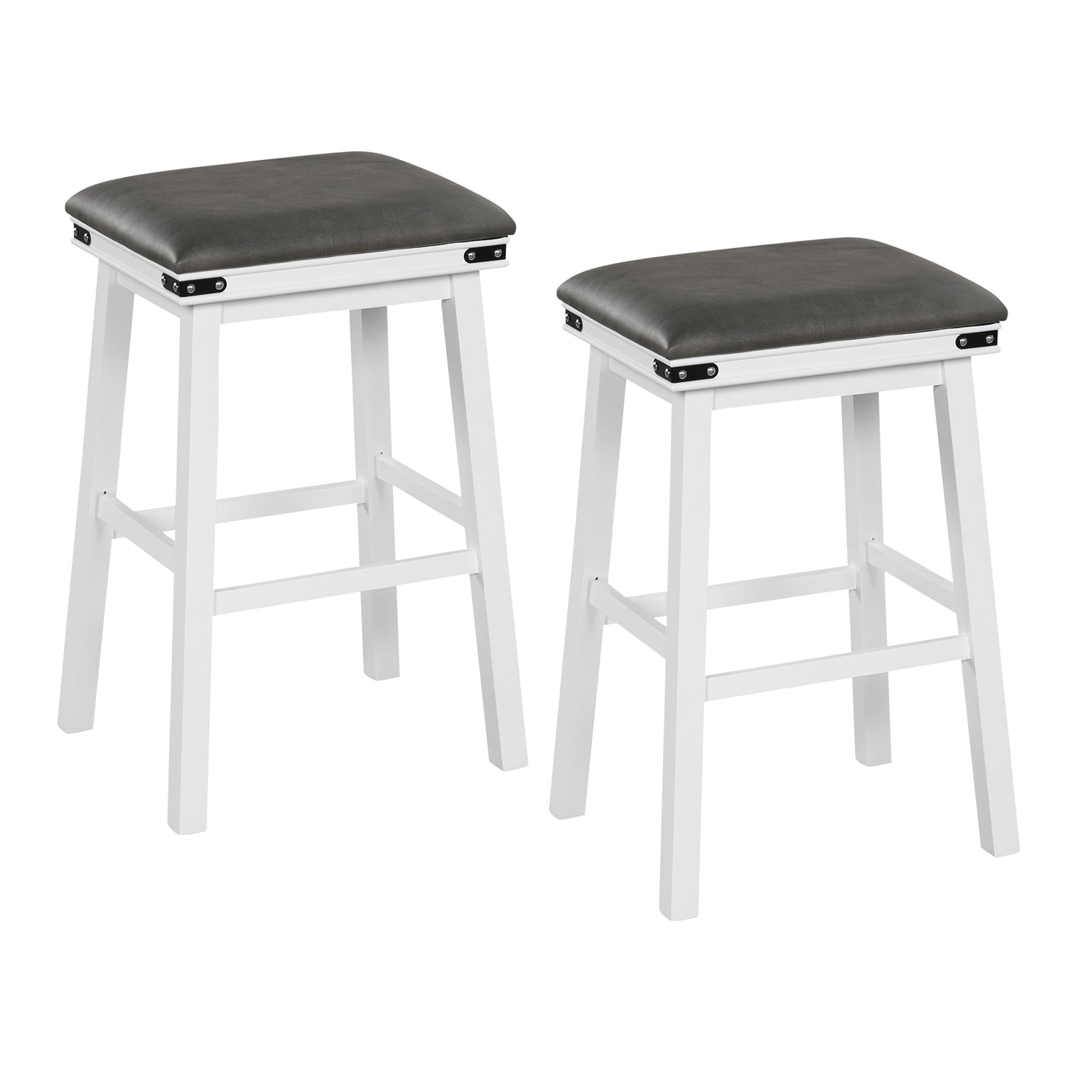 Set of 2 24/30 Inch Dining Bar Stool with Acacia Wood Frame