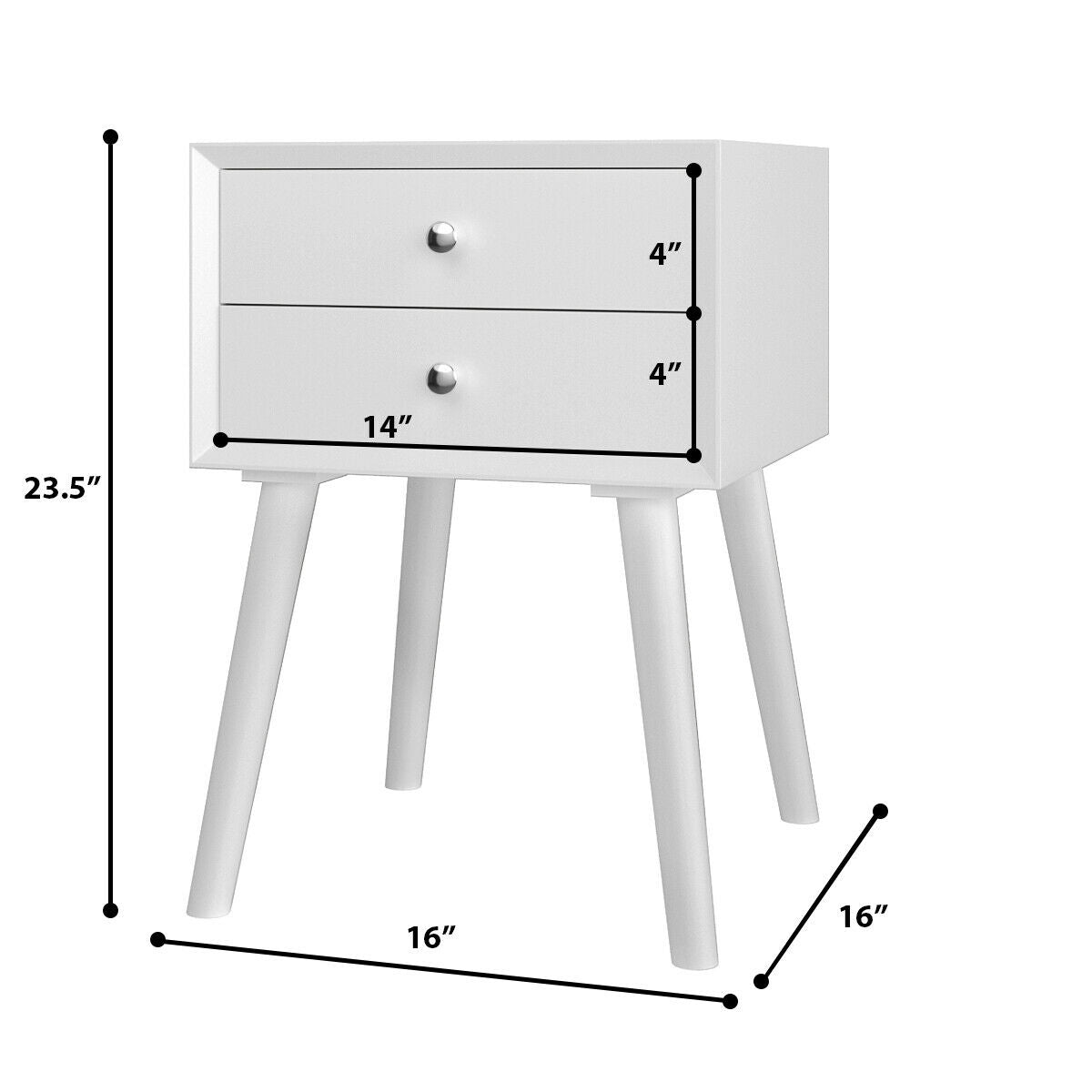 Mid-Century Wooden Multipurpose End Table with 2 Storage Drawers
