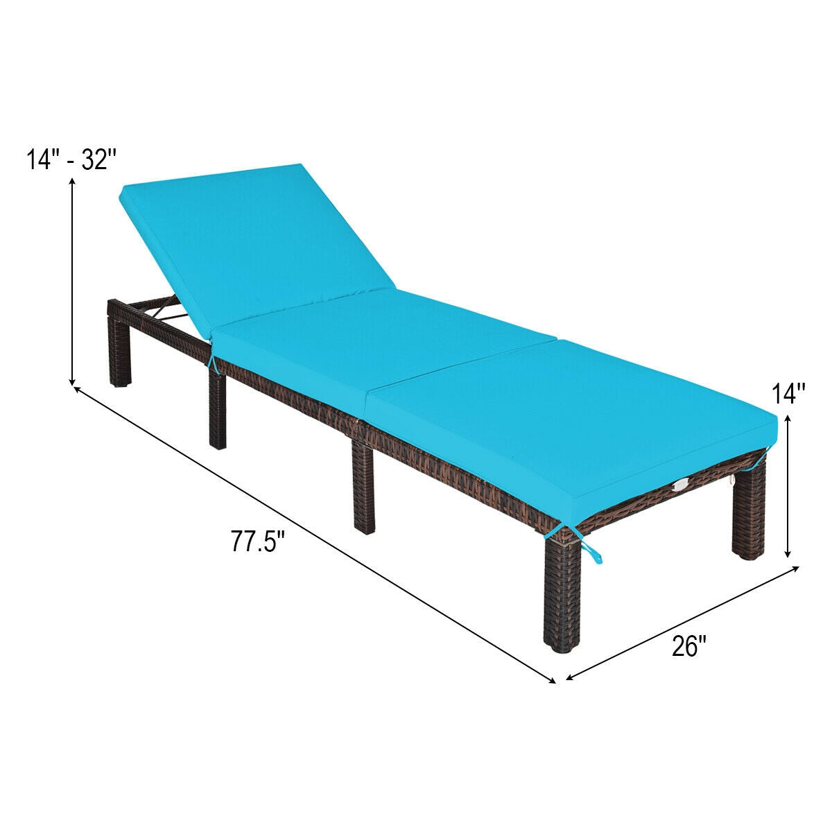 Outdoor Rattan Adjustable Cushioned Chaise