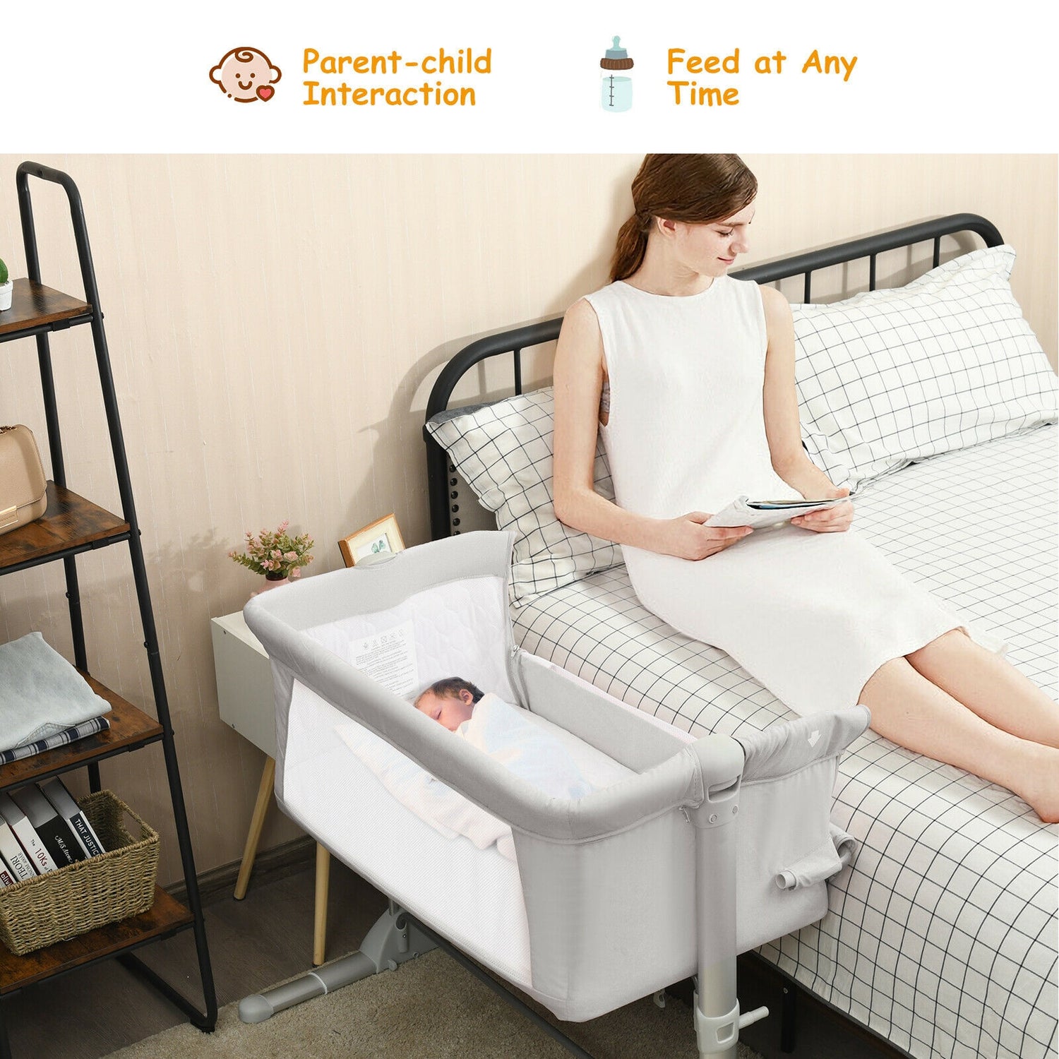 Travel Portable Baby Bed Side Sleeper Bassinet Crib with Carrying Bag