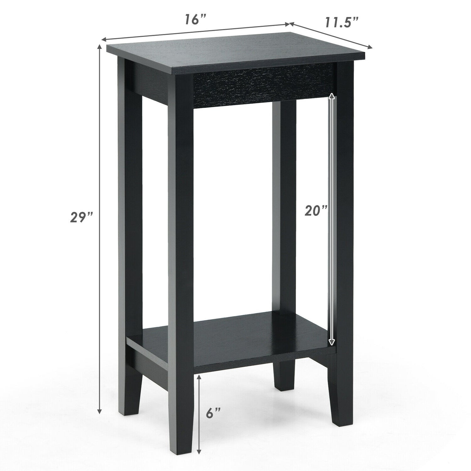 Tall Wooden Sofa End Table Side Table
