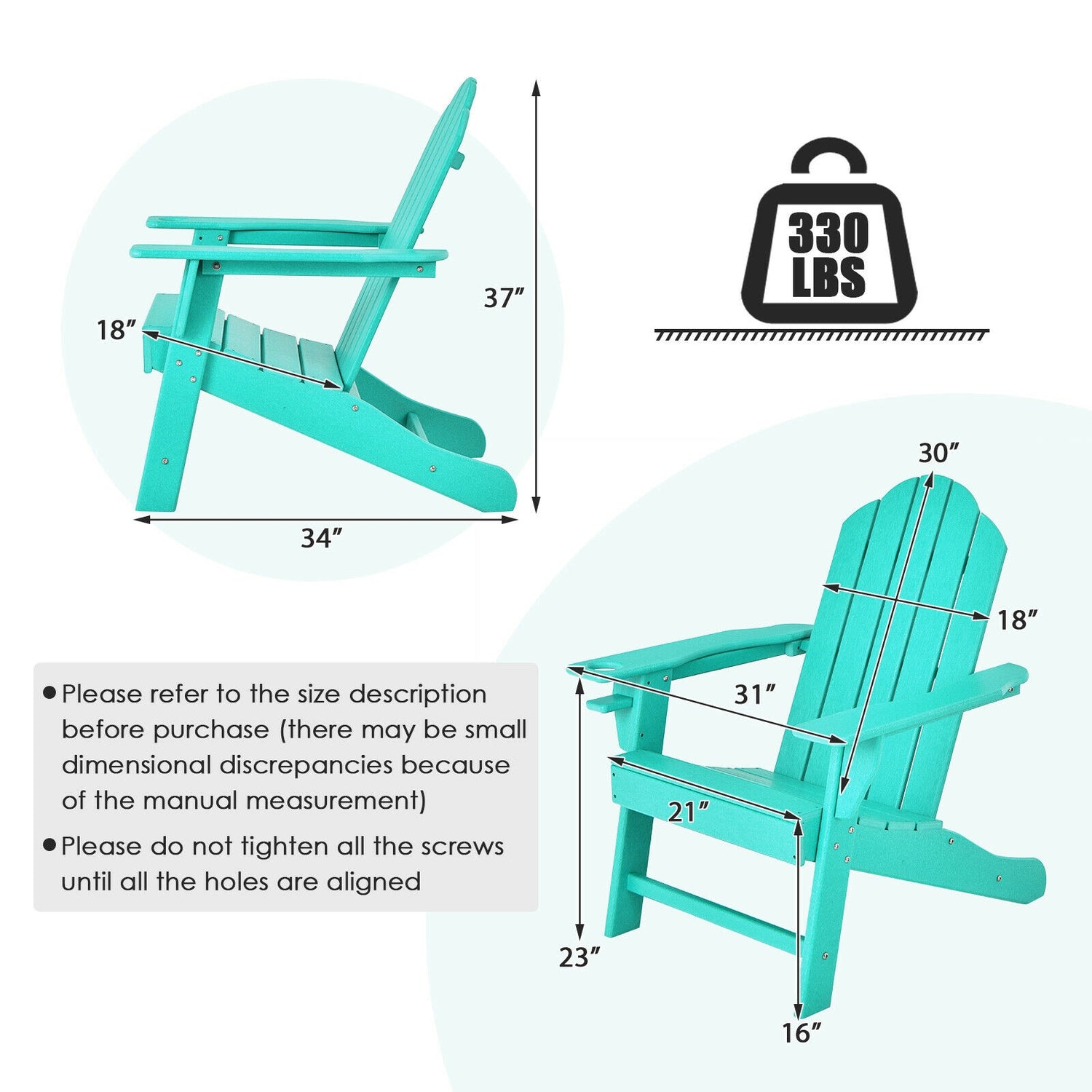 Outdoor Adirondack Chair with Built-in Cup Holder for Backyard Porch