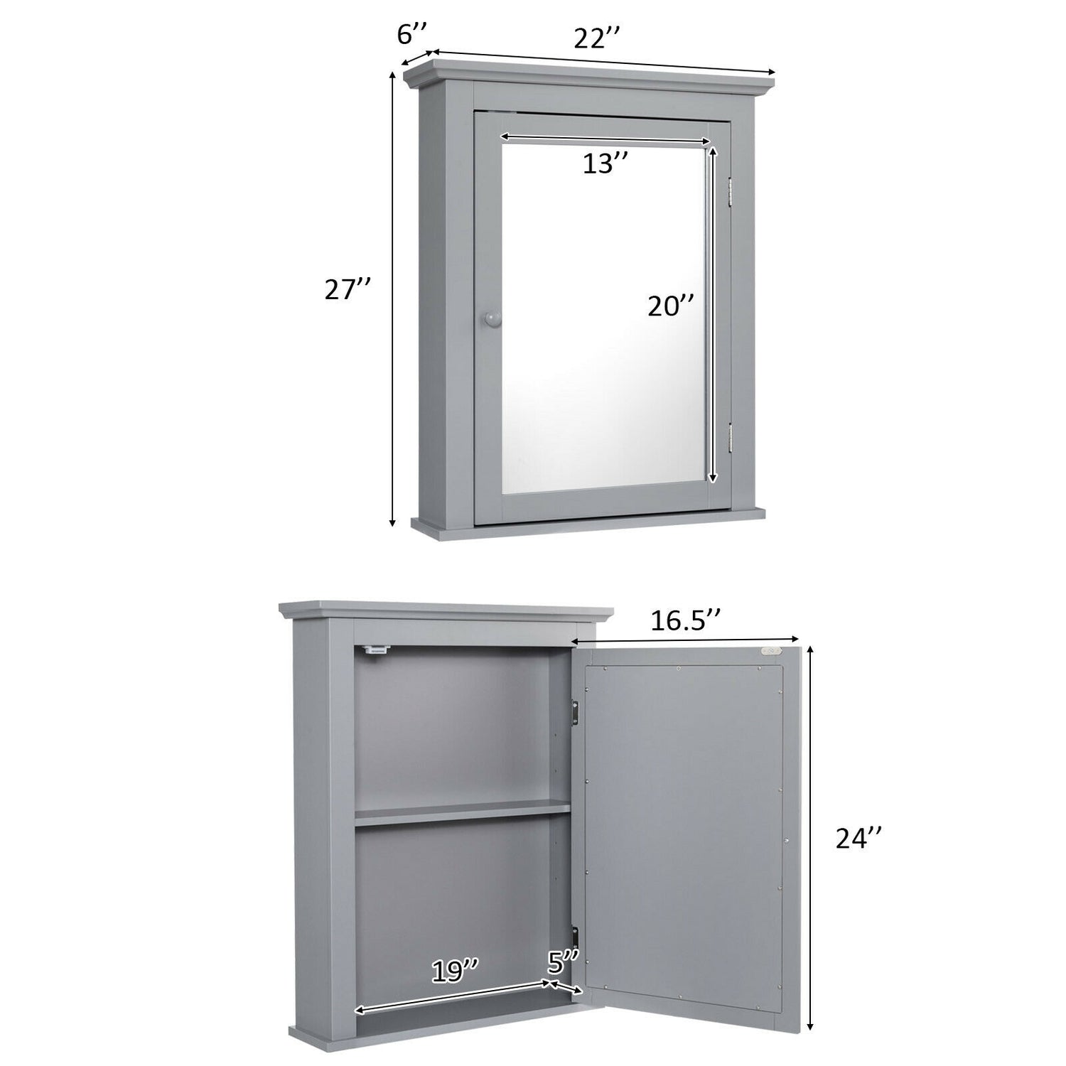Bathroom Wall Mounted Storage Mirror Medicine Cabinet