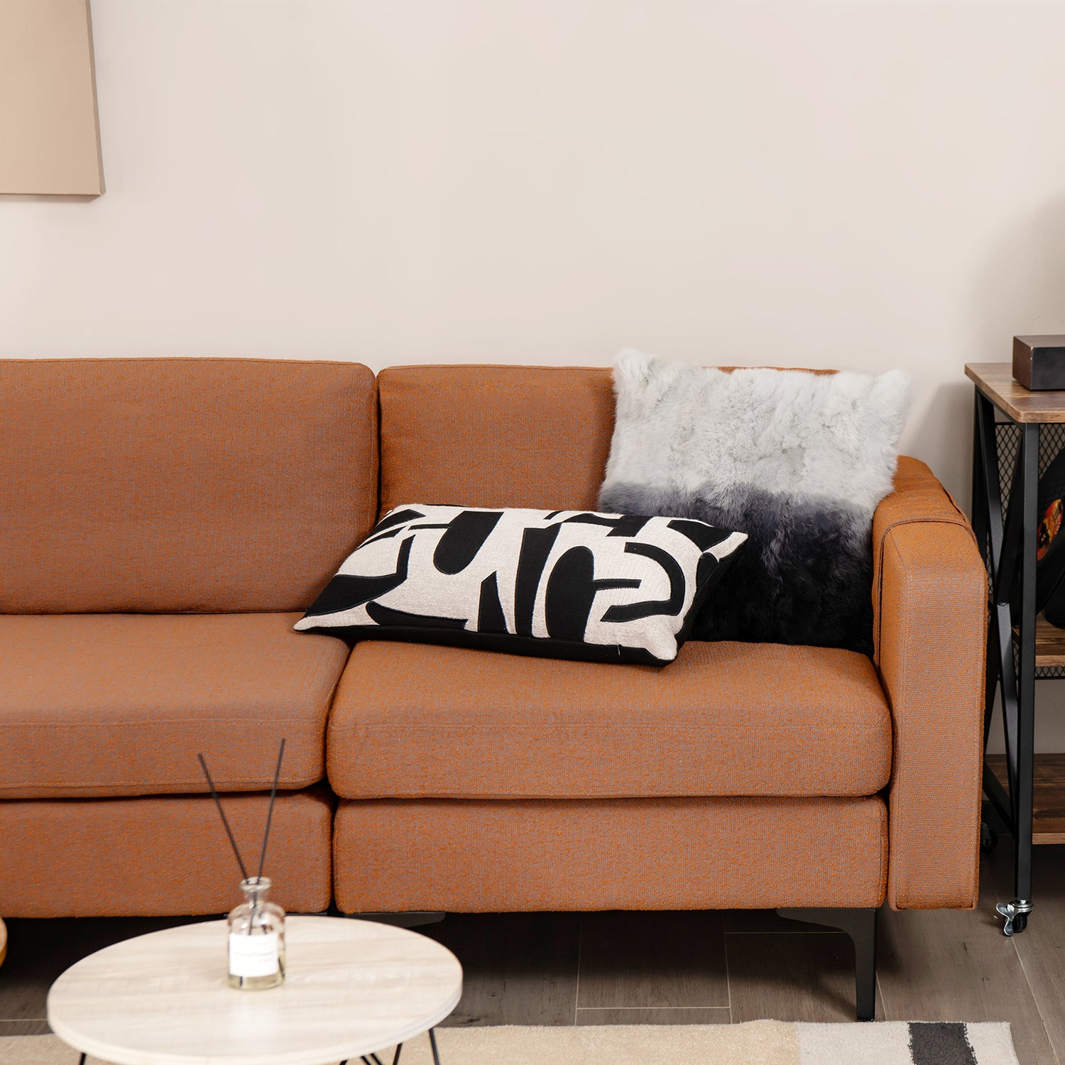 1/2/3/4-Seat Convertible Sectional Sofa with Reversible Ottoman-4-Seat L-shaped with 2 USB Ports