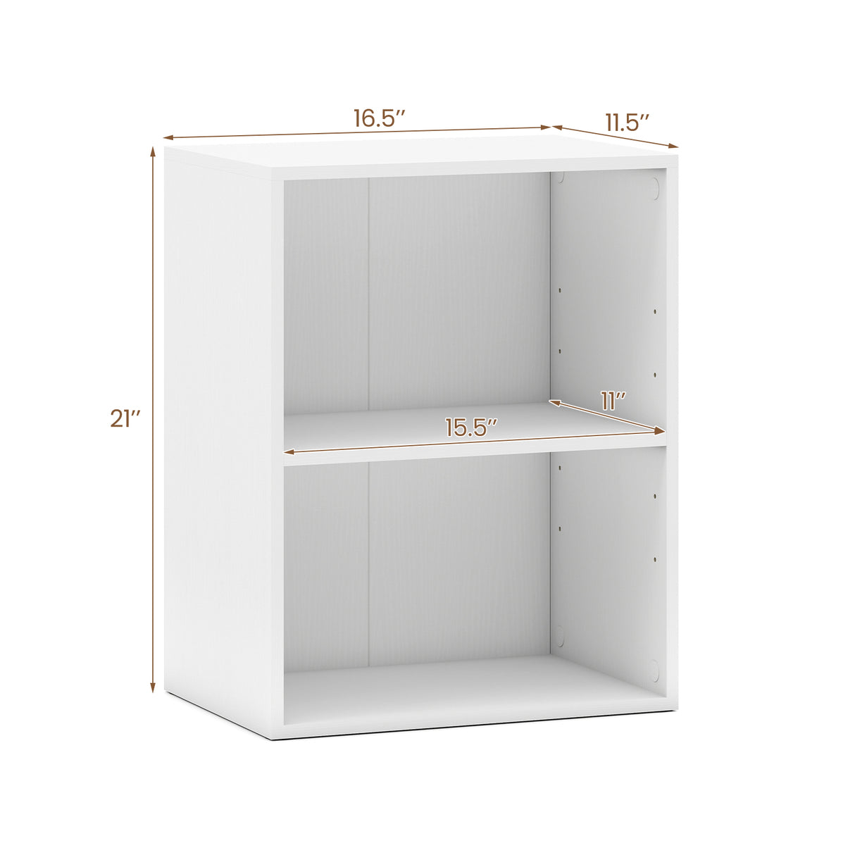 2-Cube Bookcase Floor Standing Open Bookshelf with 5-Position Adjustable Shelf
