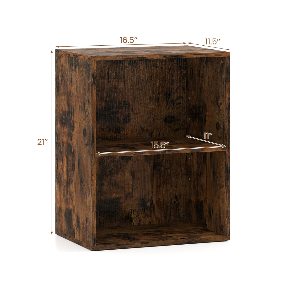 2-Cube Bookcase Floor Standing Open Bookshelf with 5-Position Adjustable Shelf