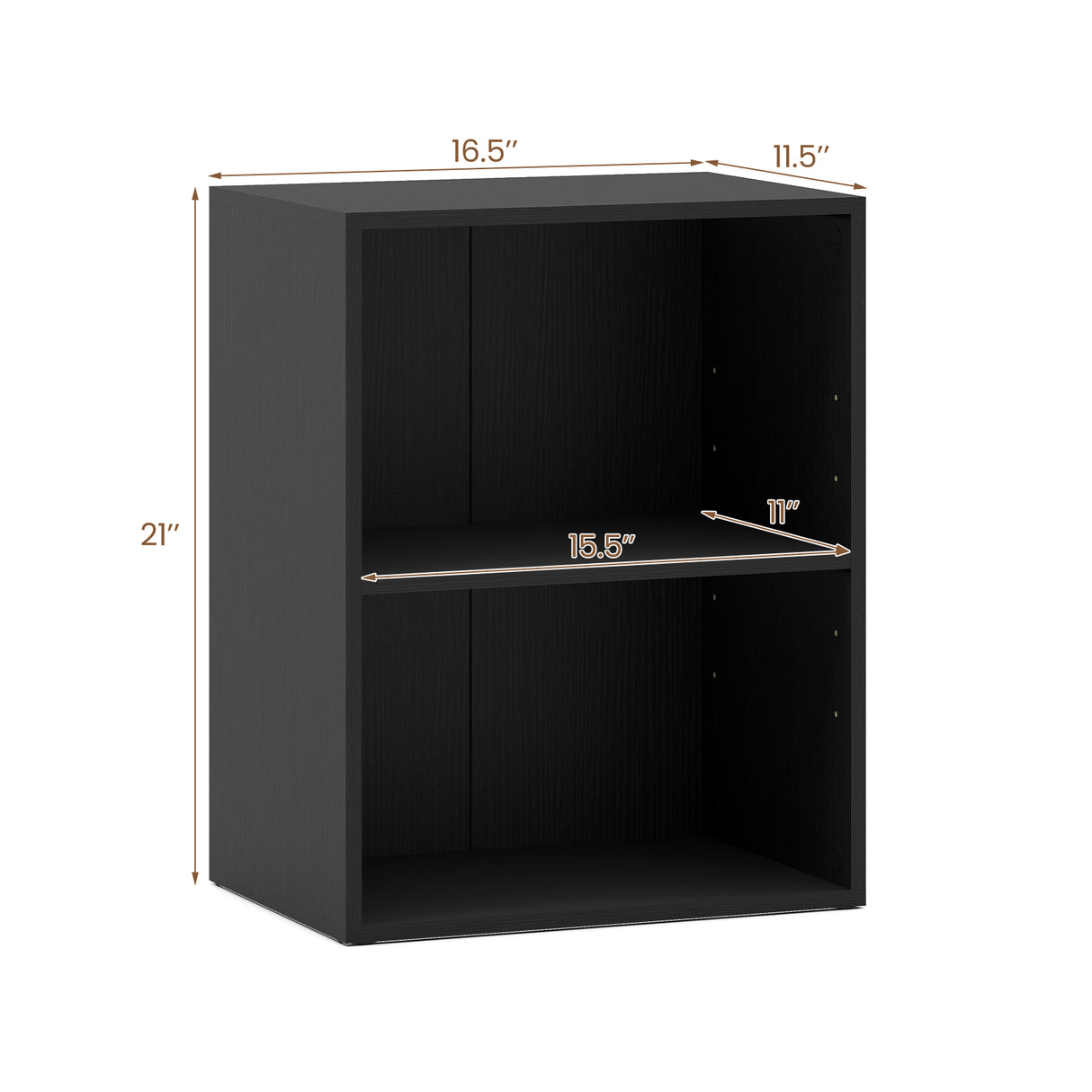 2-Cube Bookcase Floor Standing Open Bookshelf with 5-Position Adjustable Shelf