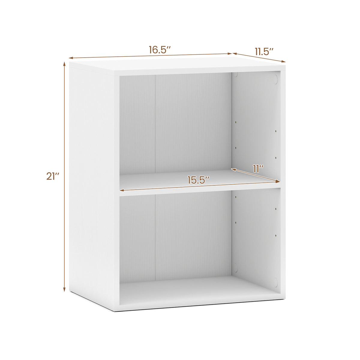 2-Cube Bookcase Set of 2 Floor Standing Open Bookshelf w/ 5-Position Adjustable Shelf