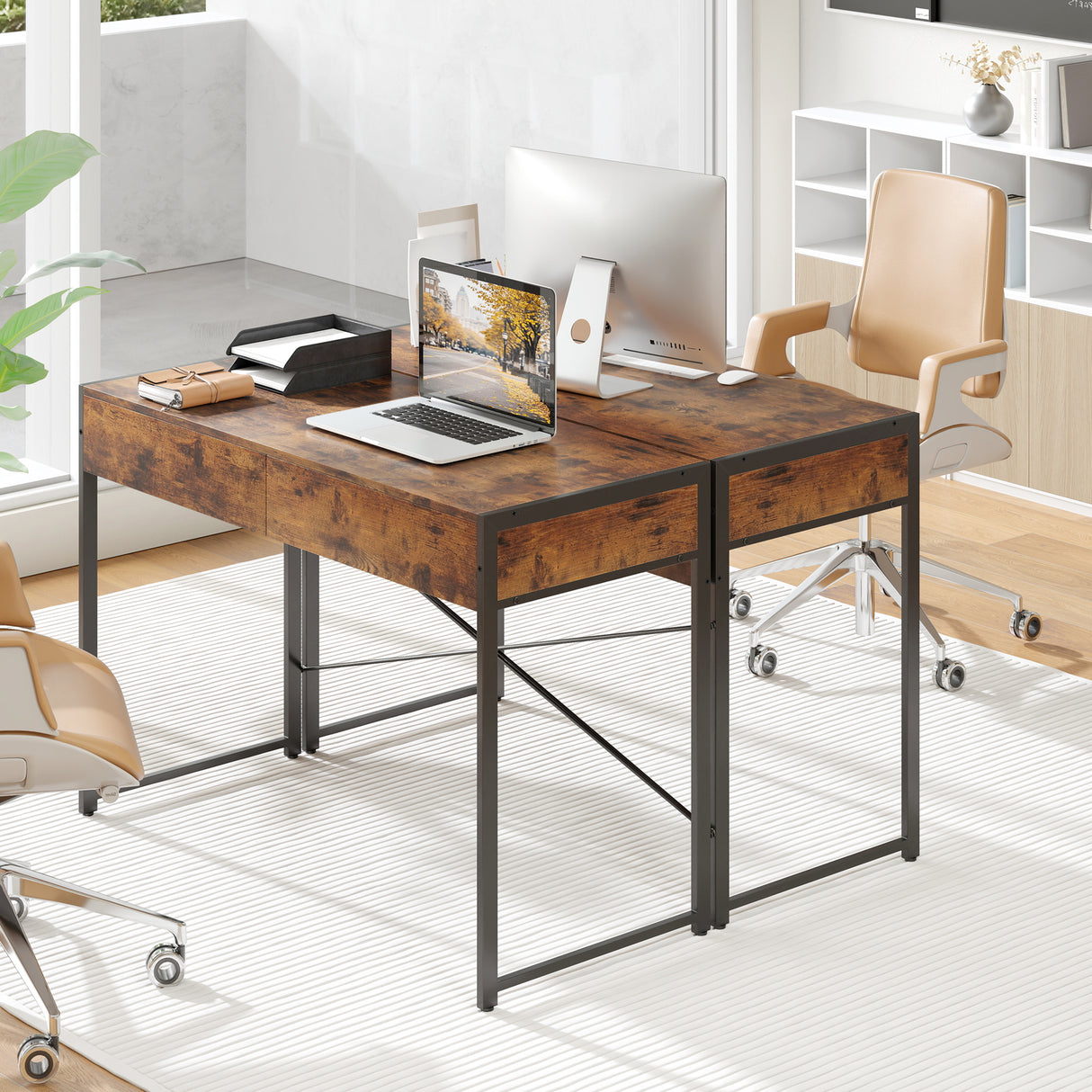 2-Drawer Home Office Desk with Steel Frame