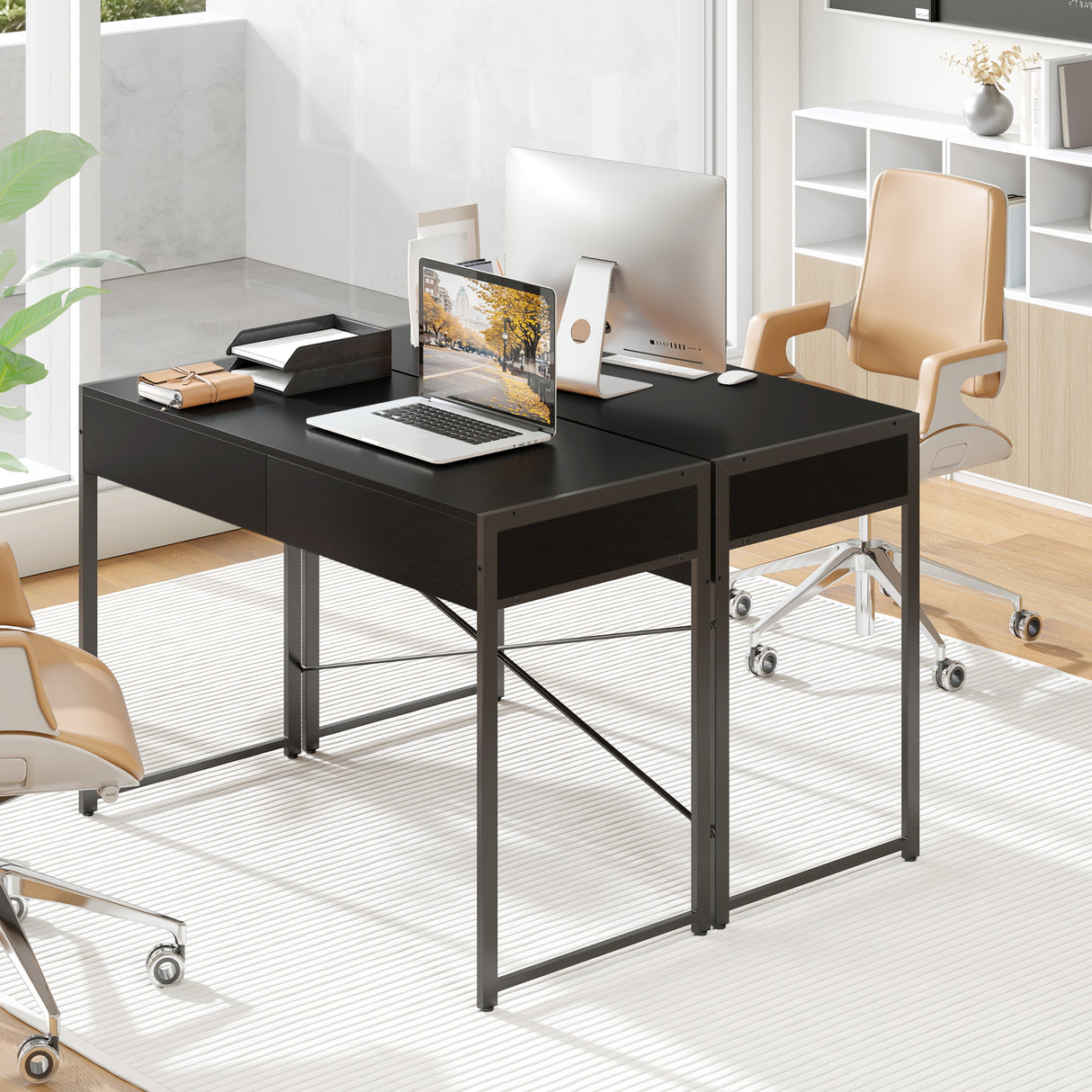2-Drawer Home Office Desk with Steel Frame
