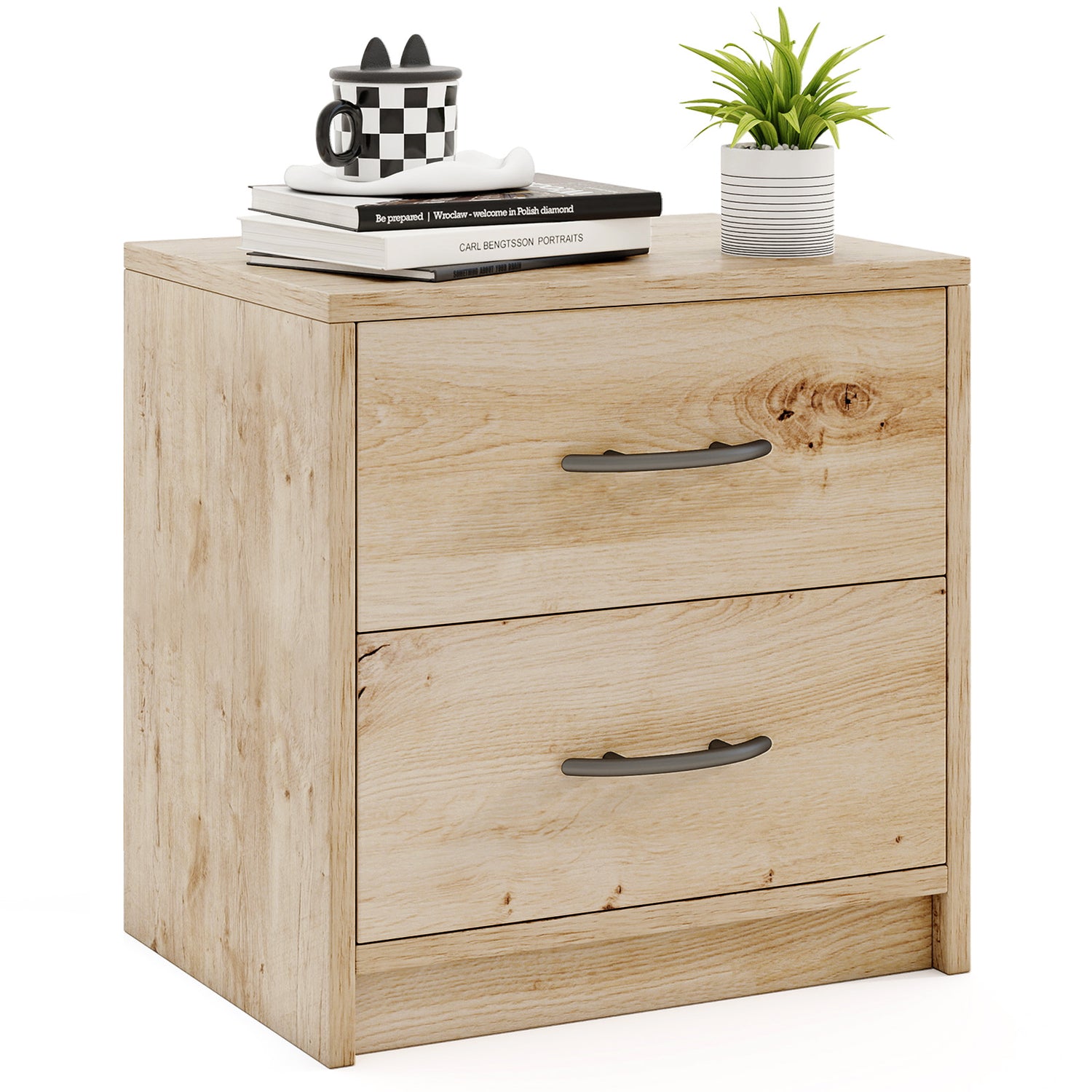 2 Drawer Nightstand with Storage for Living Room