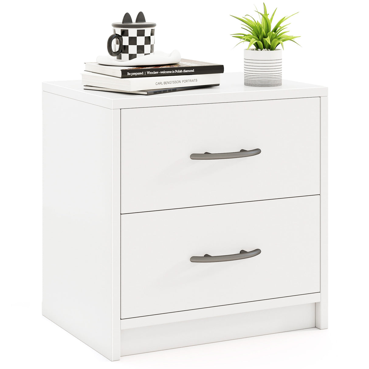 2 Drawer Nightstand with Storage for Living Room