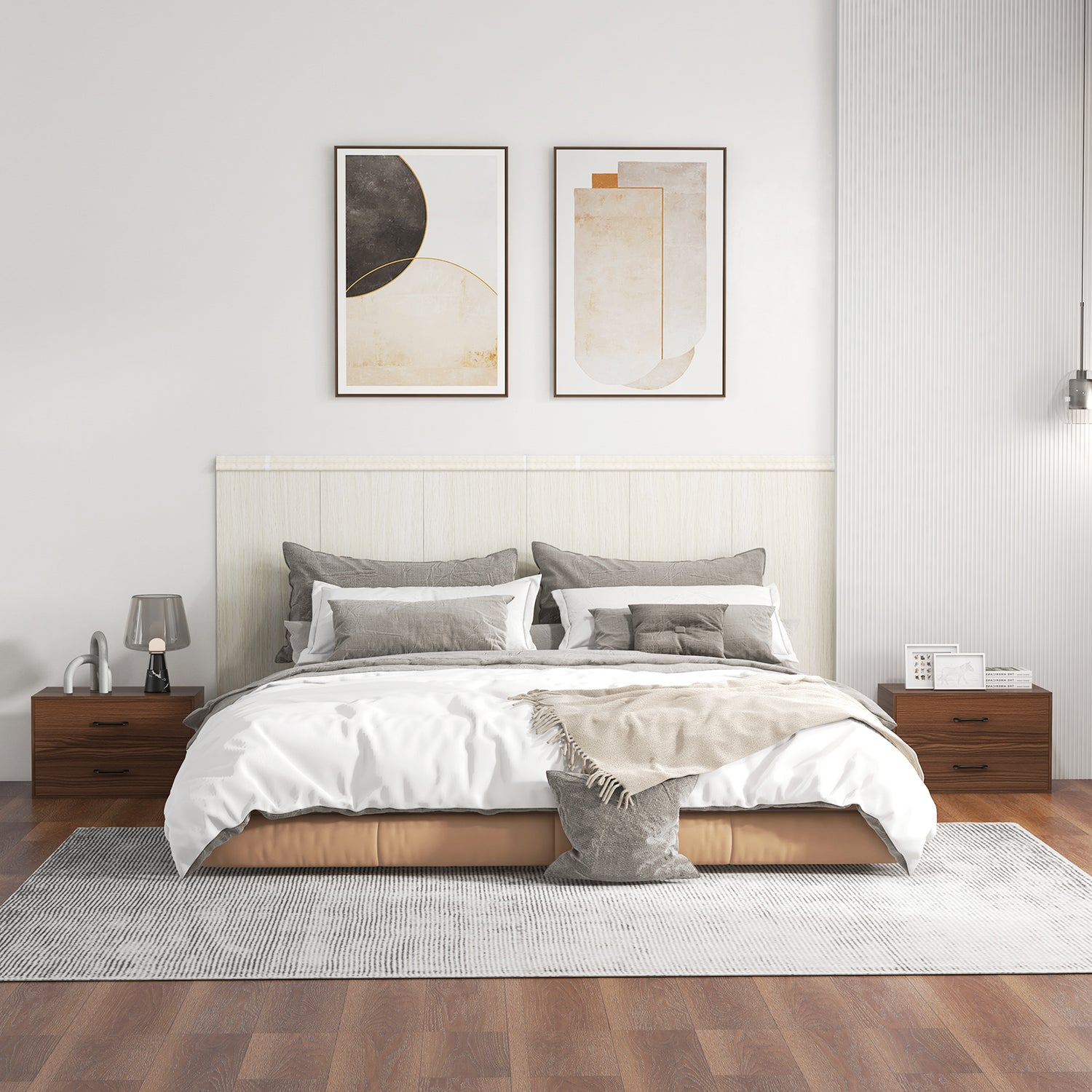 2-Drawer Stackable Horizontal Storage Cabinet Dresser Chest with Handles