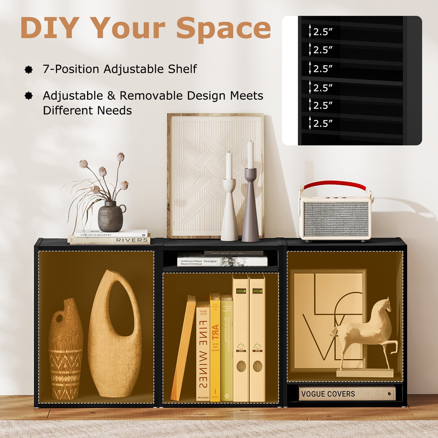 2-Layer Multifunctional Furniture Display Cabinet with Large Capacity Storage Space