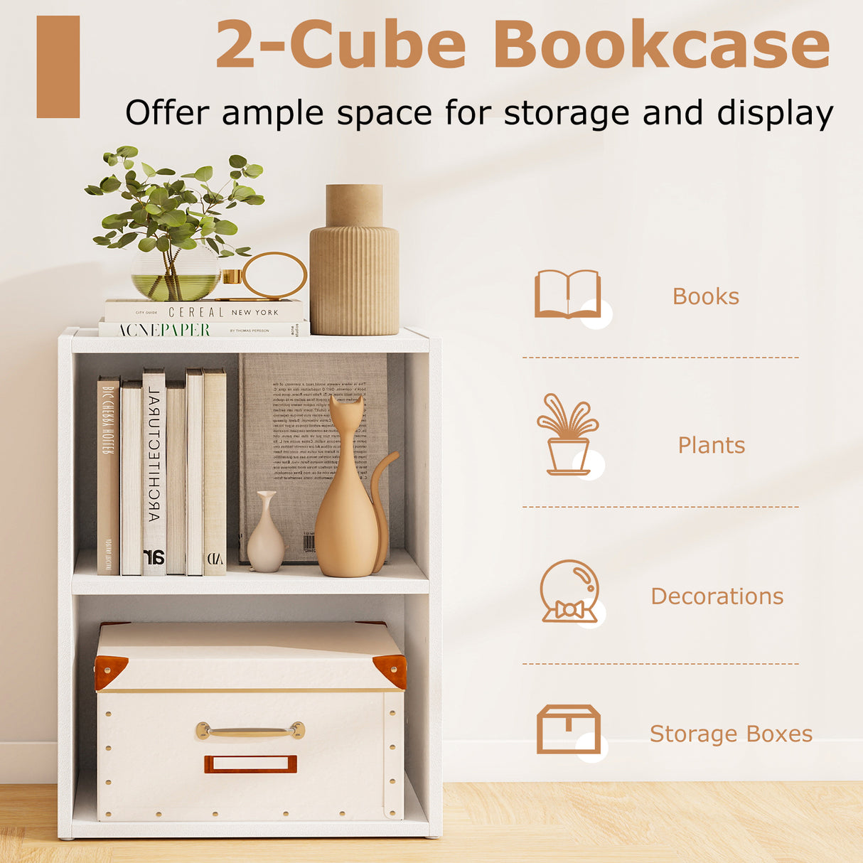 2-Layer Multifunctional Furniture Display Cabinet with Large Capacity Storage Space