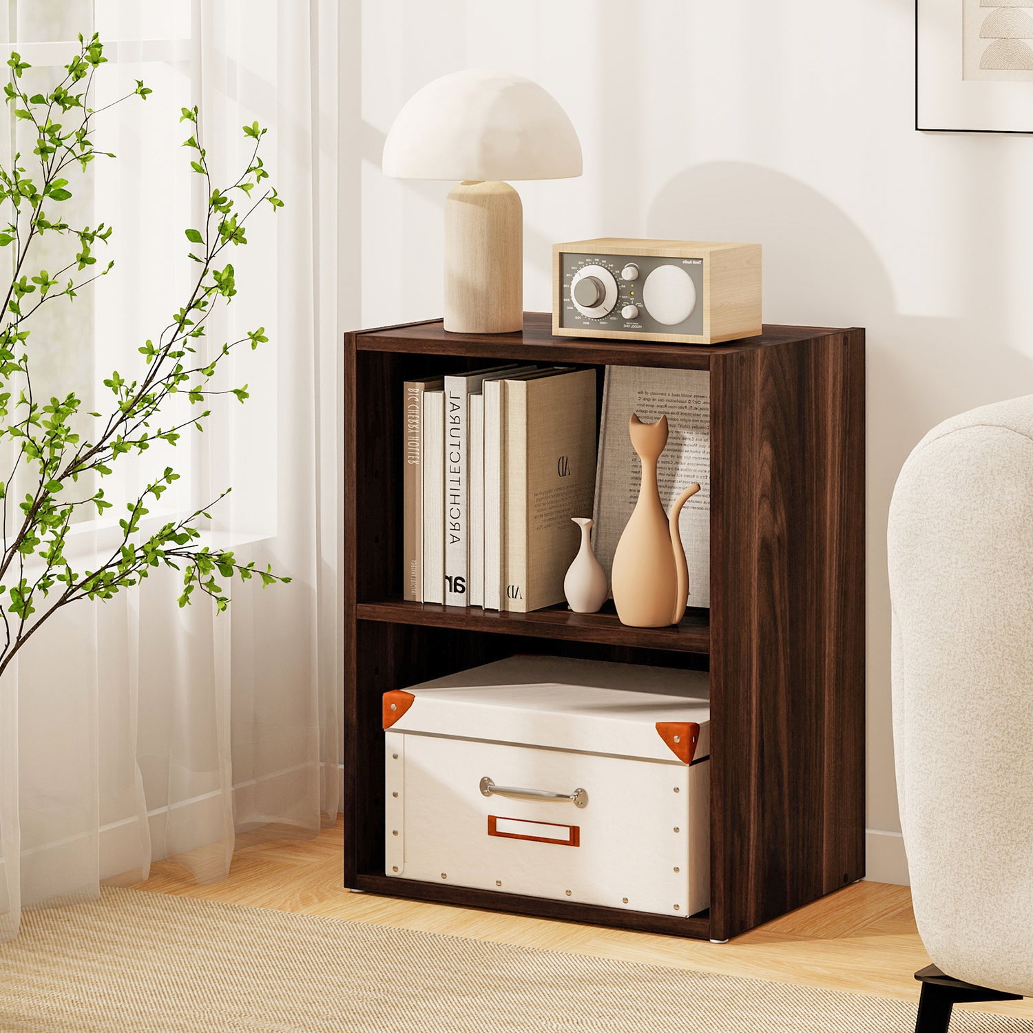 2-Layer Multifunctional Furniture Display Cabinet with Large Capacity Storage Space