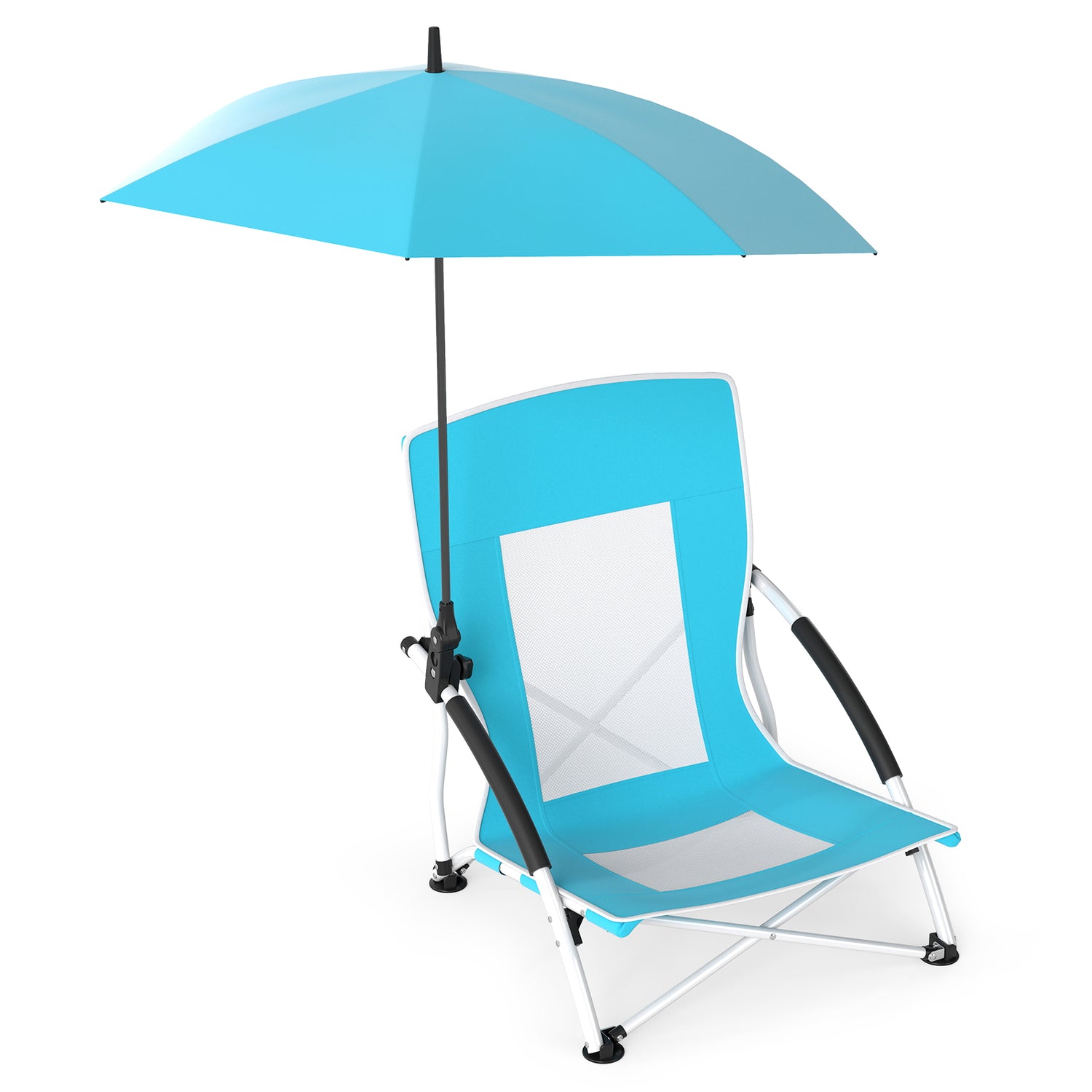 2 Pack Beach Umbrella Chair for Adults with Adjustable Parasol