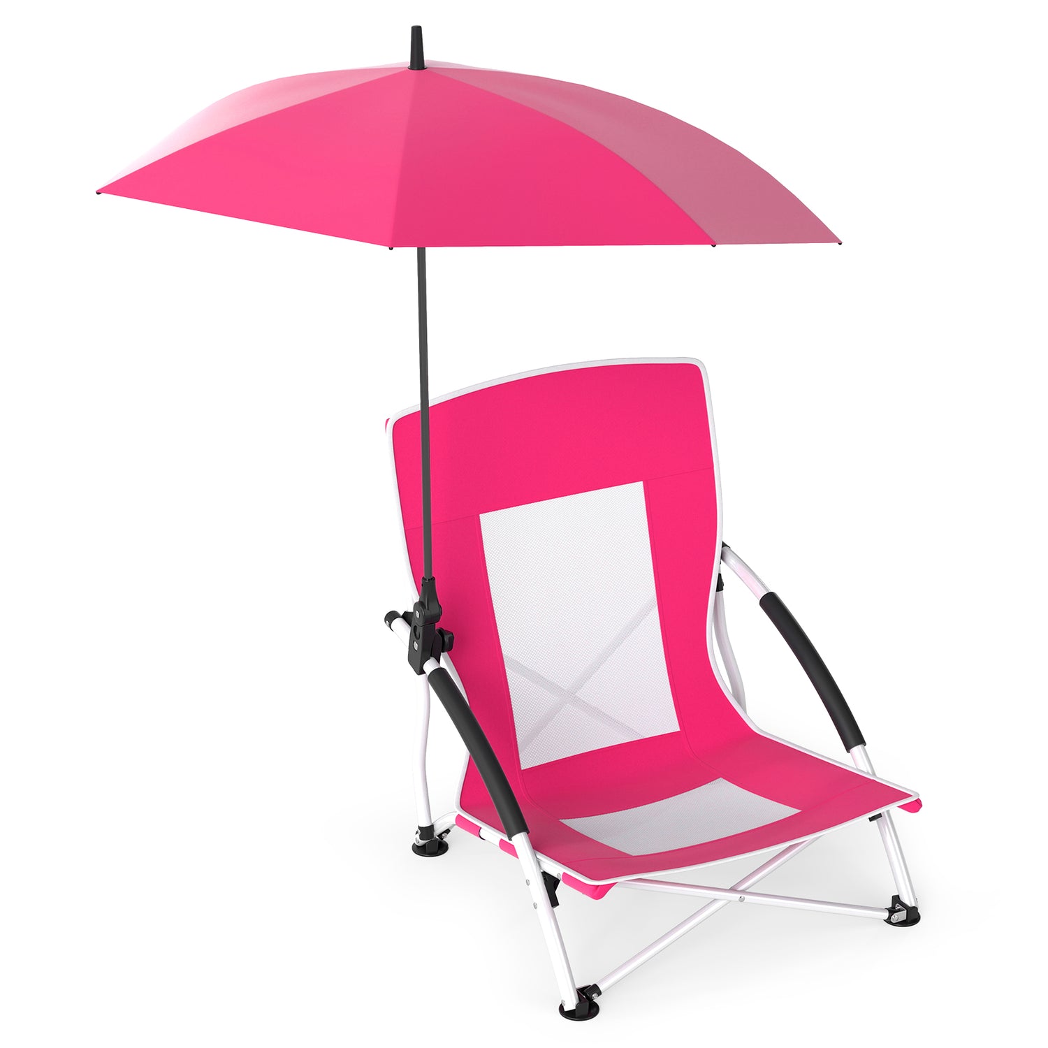 2 Pack Beach Umbrella Chair for Adults with Adjustable Parasol