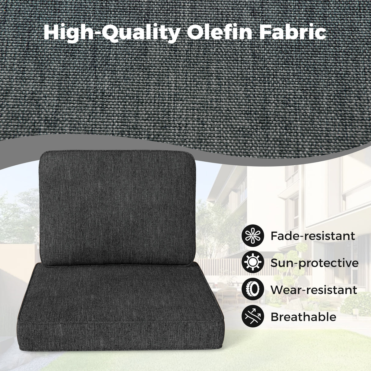 2-Pack Outdoor Patio Cushion Set with Removable Covers