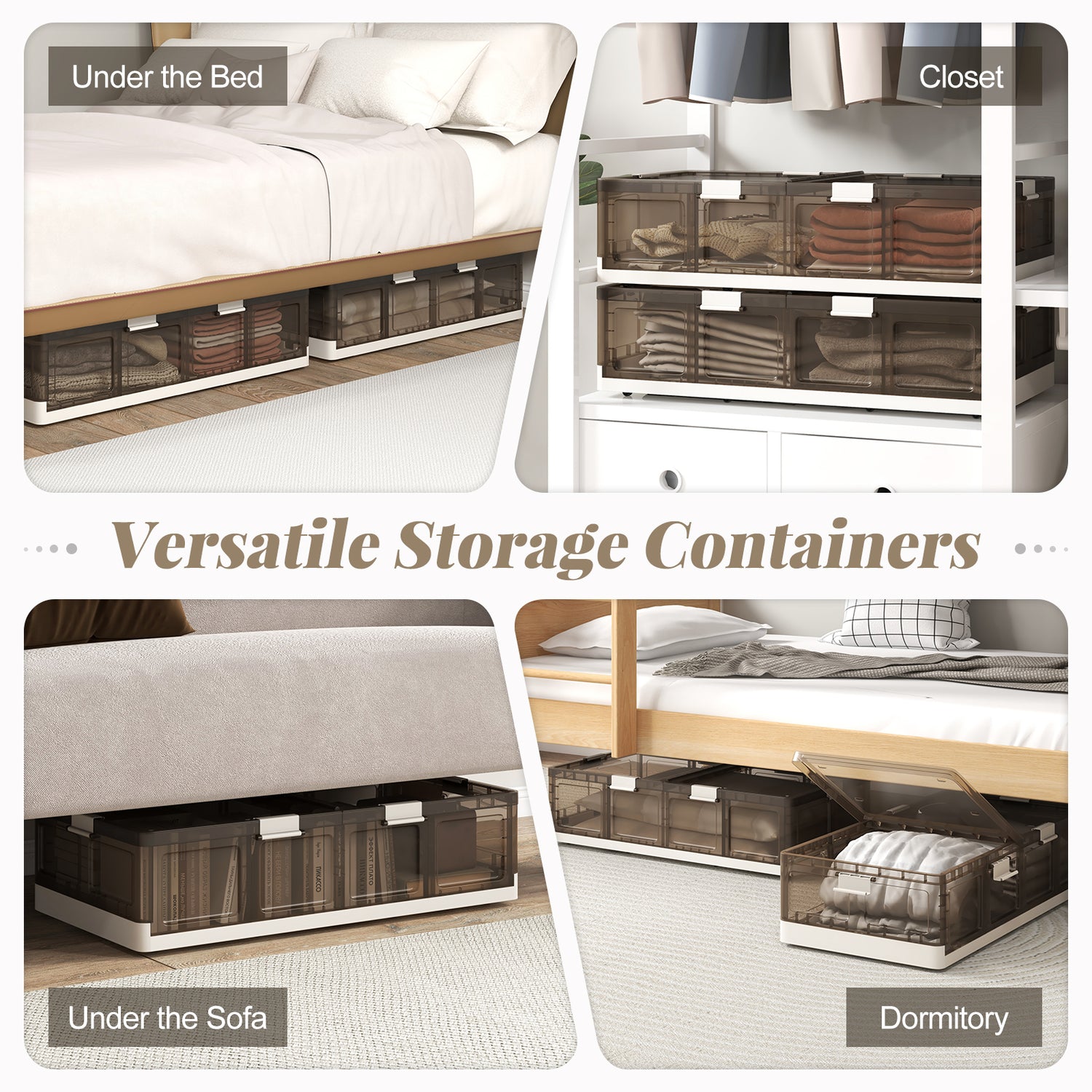 2 Pack Stackable Storage Containers Rolling Plastic Storage Bins