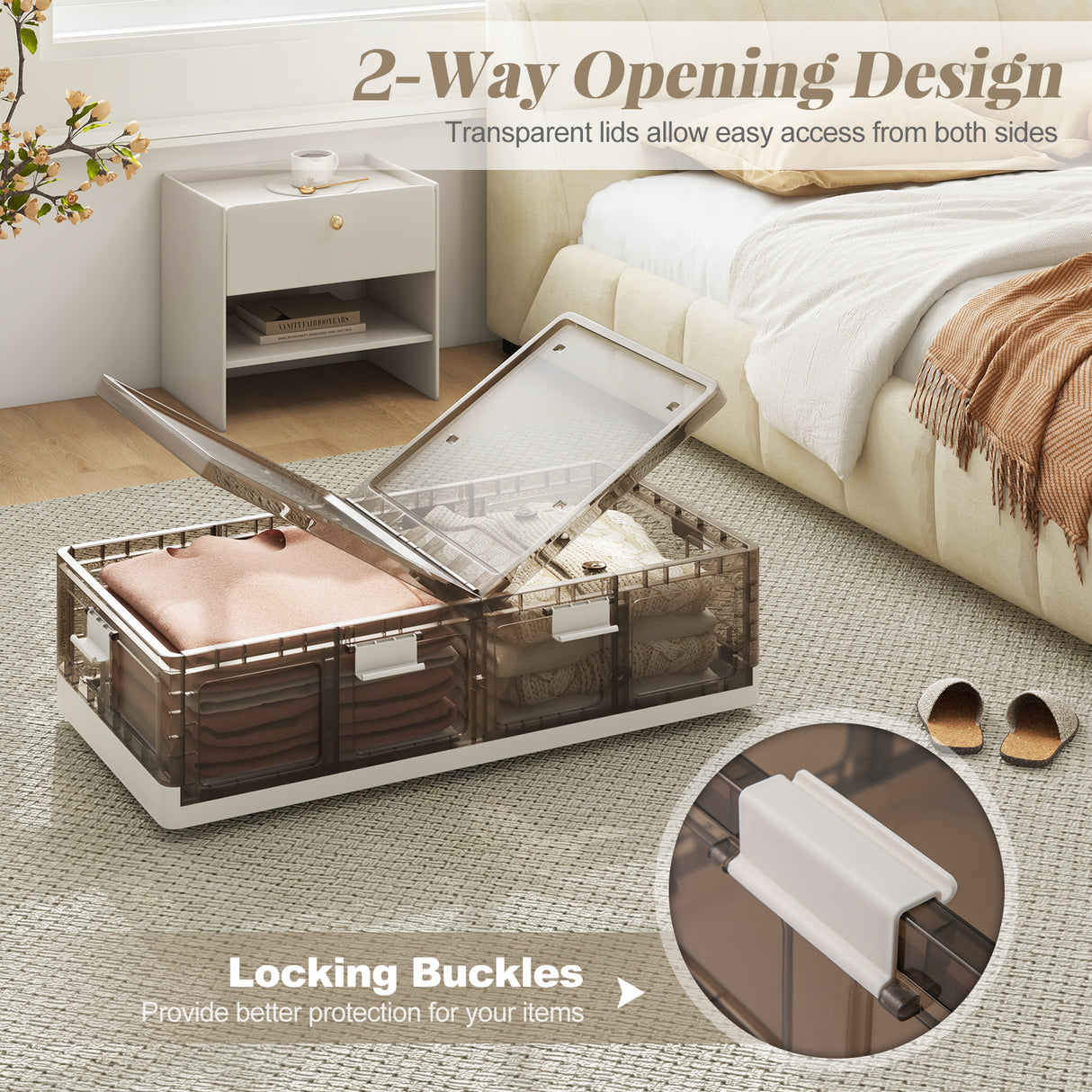 2 Pack Stackable Storage Containers Rolling Plastic Storage Bins