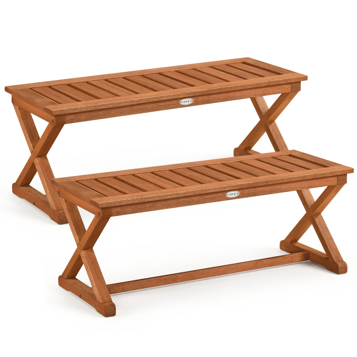 2-Person 44" Solid Wood Outdoor Bench with Slatted Seat for Patio Park Balcony-2/Balcony-1 Piece
