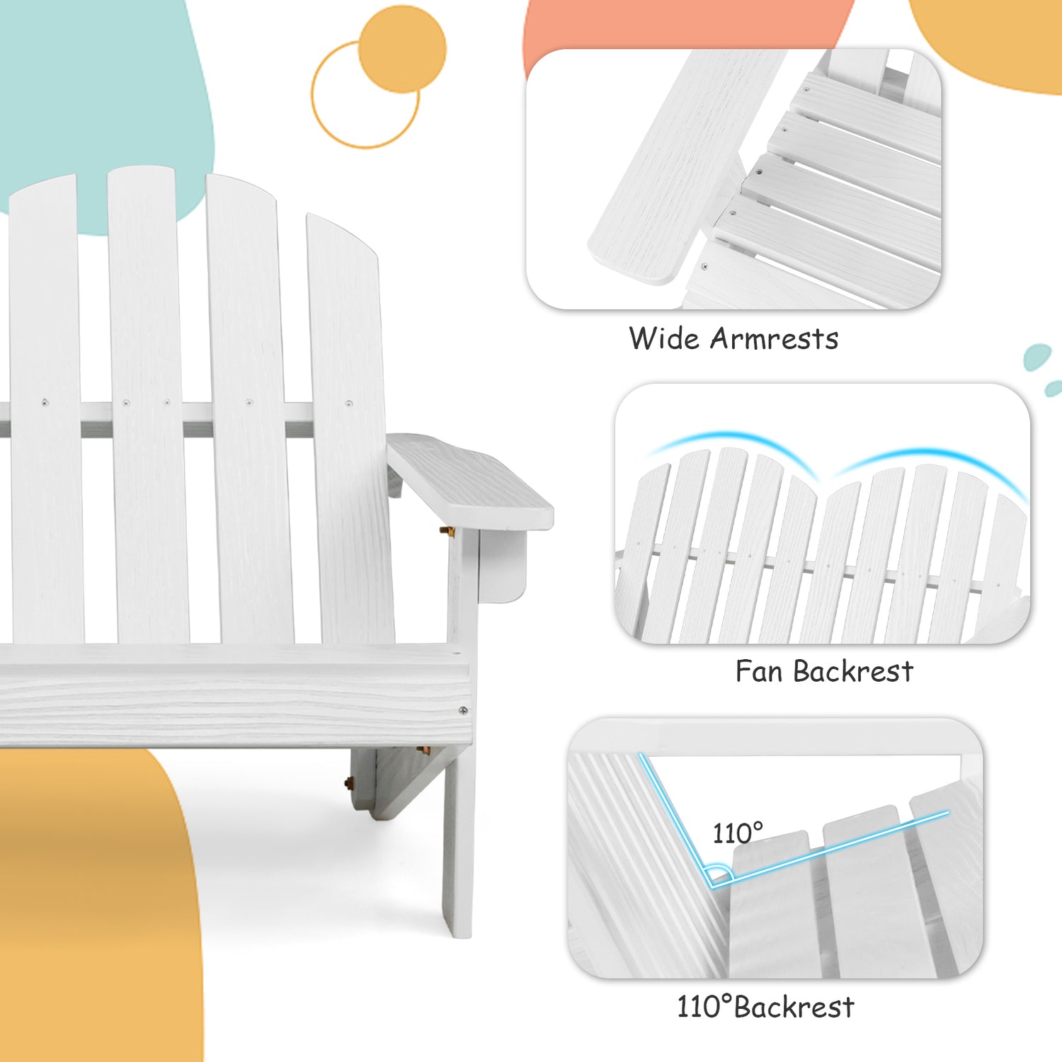 2 Person Adirondack Chair with High Backrest
