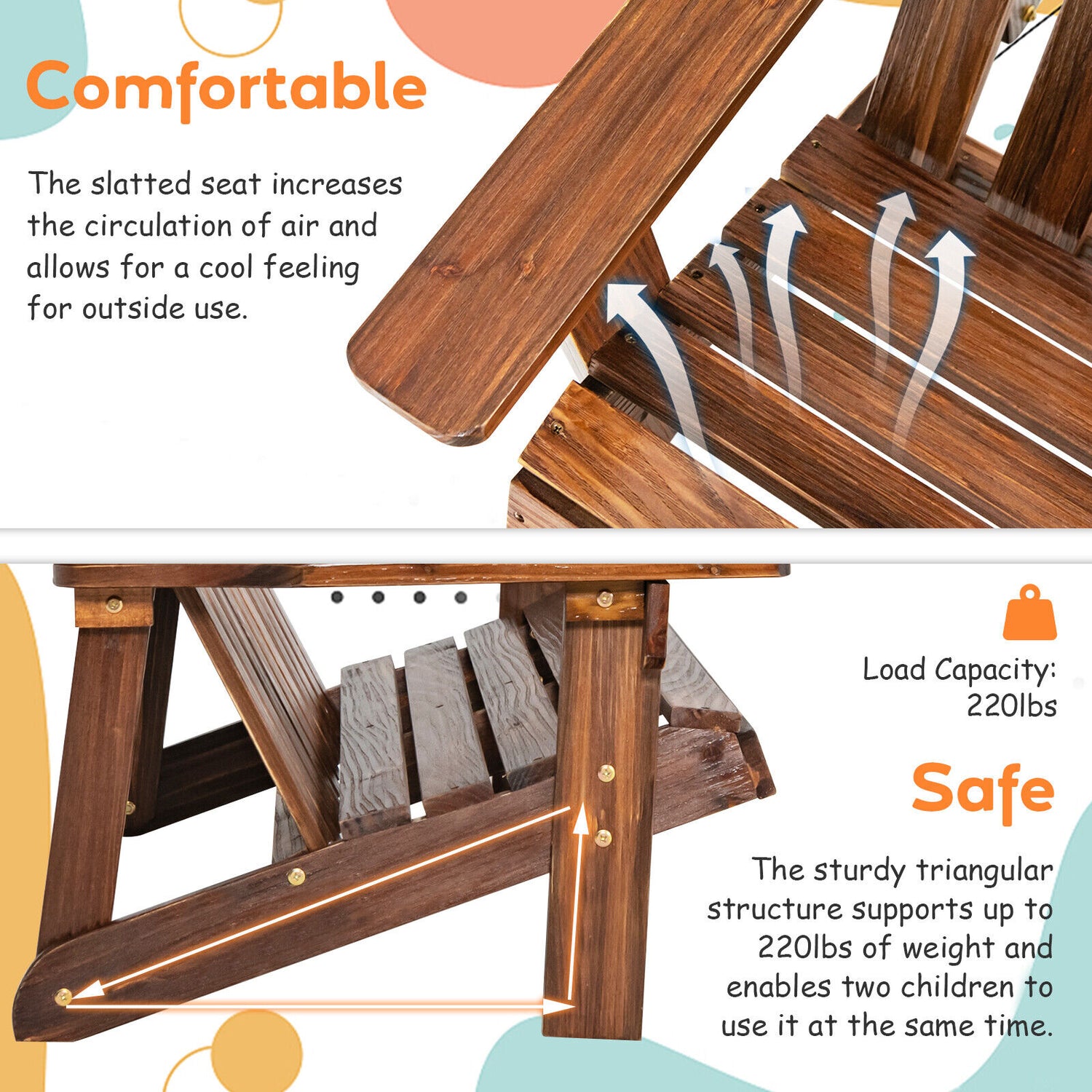 2 Person Adirondack Chair with High Backrest