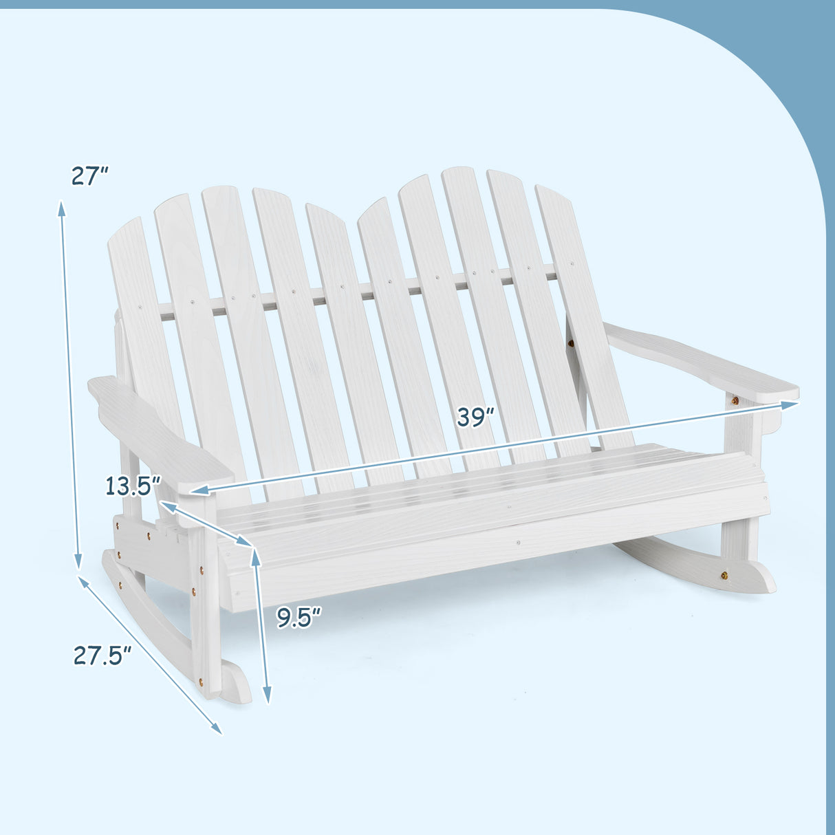 2 Person Adirondack Rocking Chair with Slatted seat